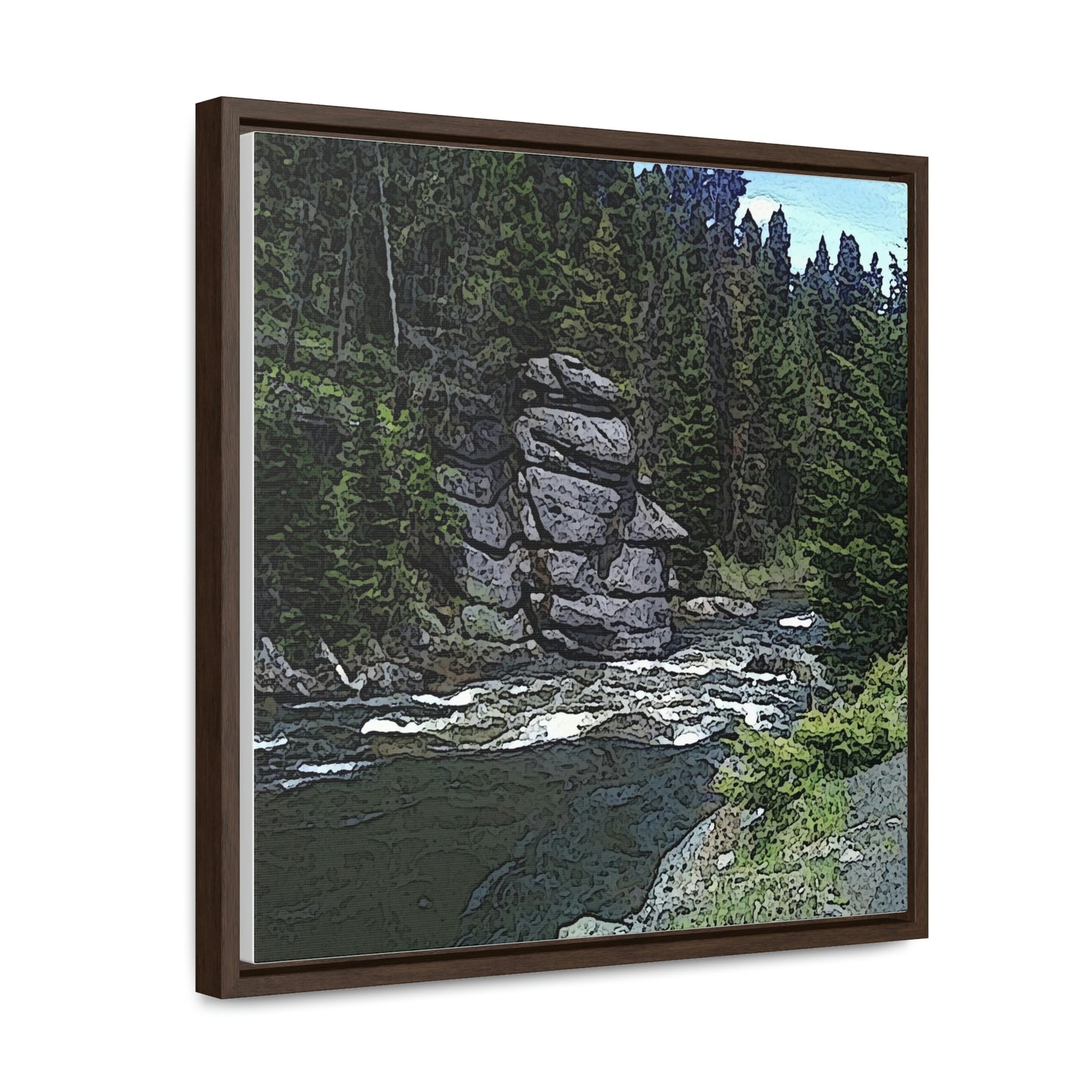Gallery Canvas Wraps, Square Frame ...  "I Am Innocent" ... Tricky-Dick Immortalized ... Nixon Rock: Along The River ... Central Idaho, Summer 2020 ... Original Works ...