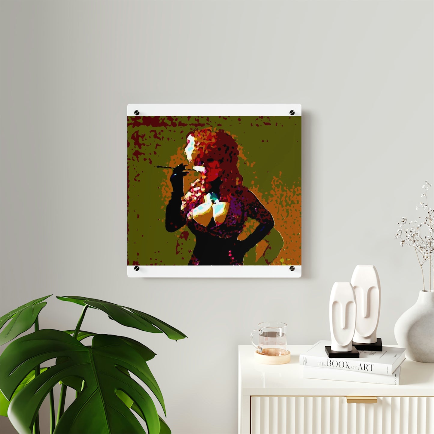 Acrylic Wall Art Panels ...  A Colleague Overseas ... 'Enjoying A Fag' ... Original Works ... "April Fools 2023" ... Hot-Tranny-Smoke ...