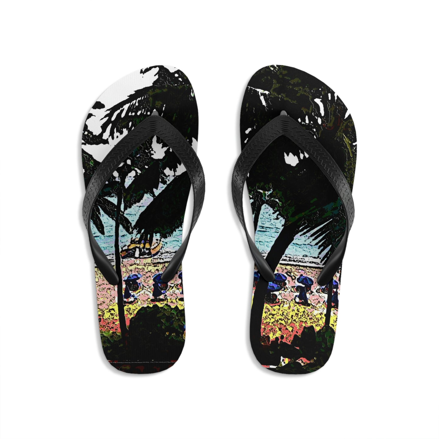 Unisex Flip-Flops ...  "A Beautiful Beach Amongst The Palms" ... The Outrigger Waikiki, Honolulu, Oahu ... Original Works ...
