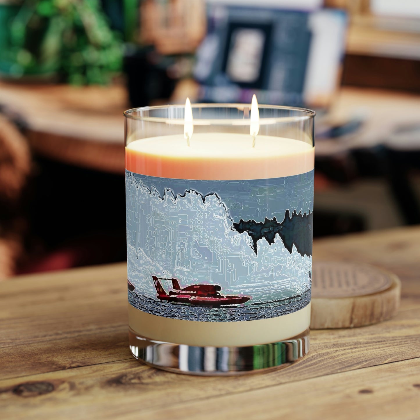 Scented Candle - Full Glass, 11oz ... Seattle Columbia Cup On Lake Washington ... "Dave Wilcox Heads For The Win" ... Associate Gift-Photo ... Original Works ...