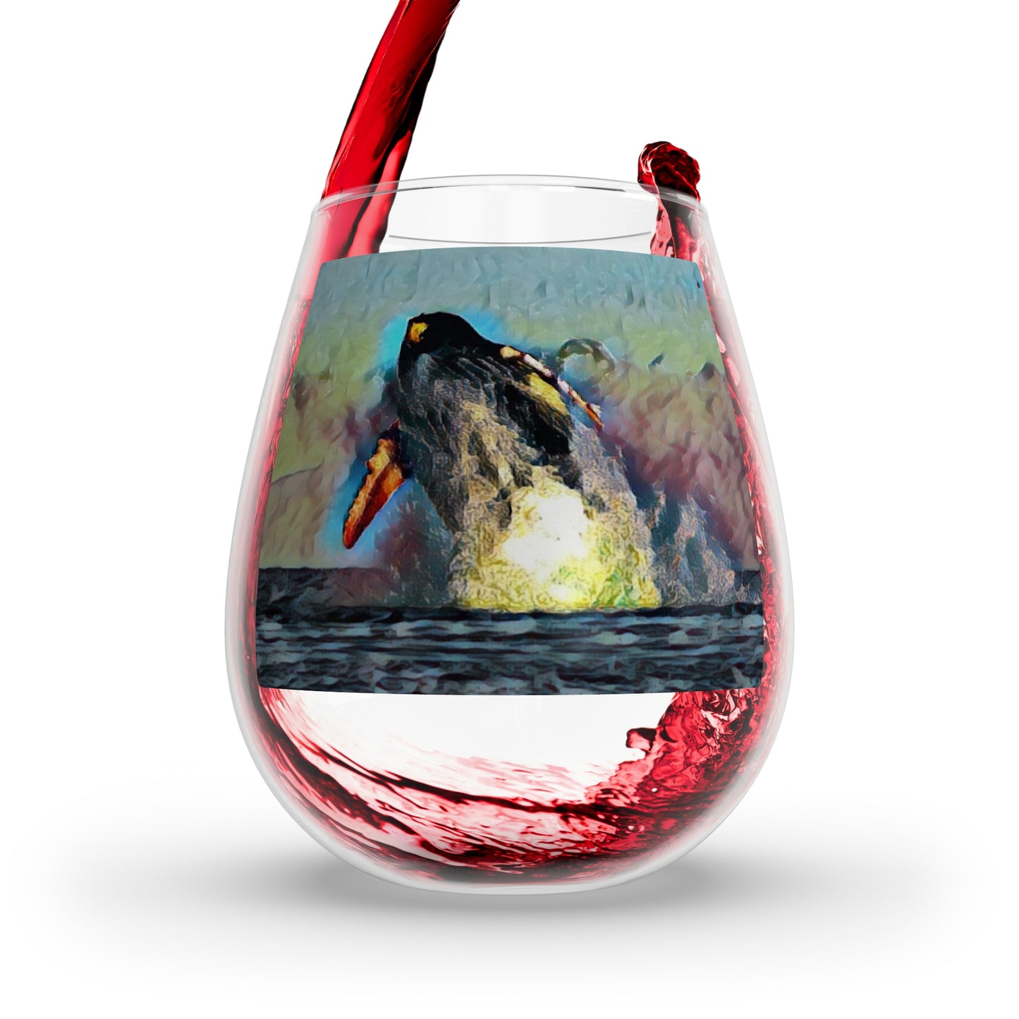 Stemless Wine Glass, 11.75oz ... An Extraordinary Humpback Breach ... 'With Explosive Energy' ... Family Archives (KPH) ... Circa: 21st Century. Maui, HI ... Original Works ...