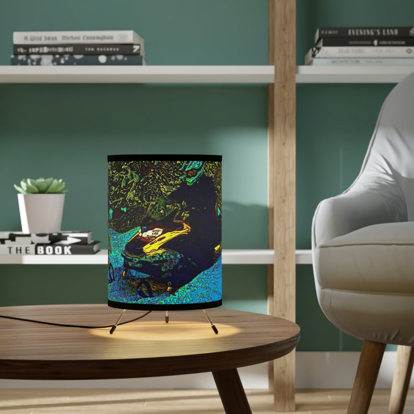 Tripod Lamp with High-Res Printed Shade, US\CA plug ... Yep ... "Another Day ... Riding Through The Wilderness ... " ... February 2023 ... Original Works ...