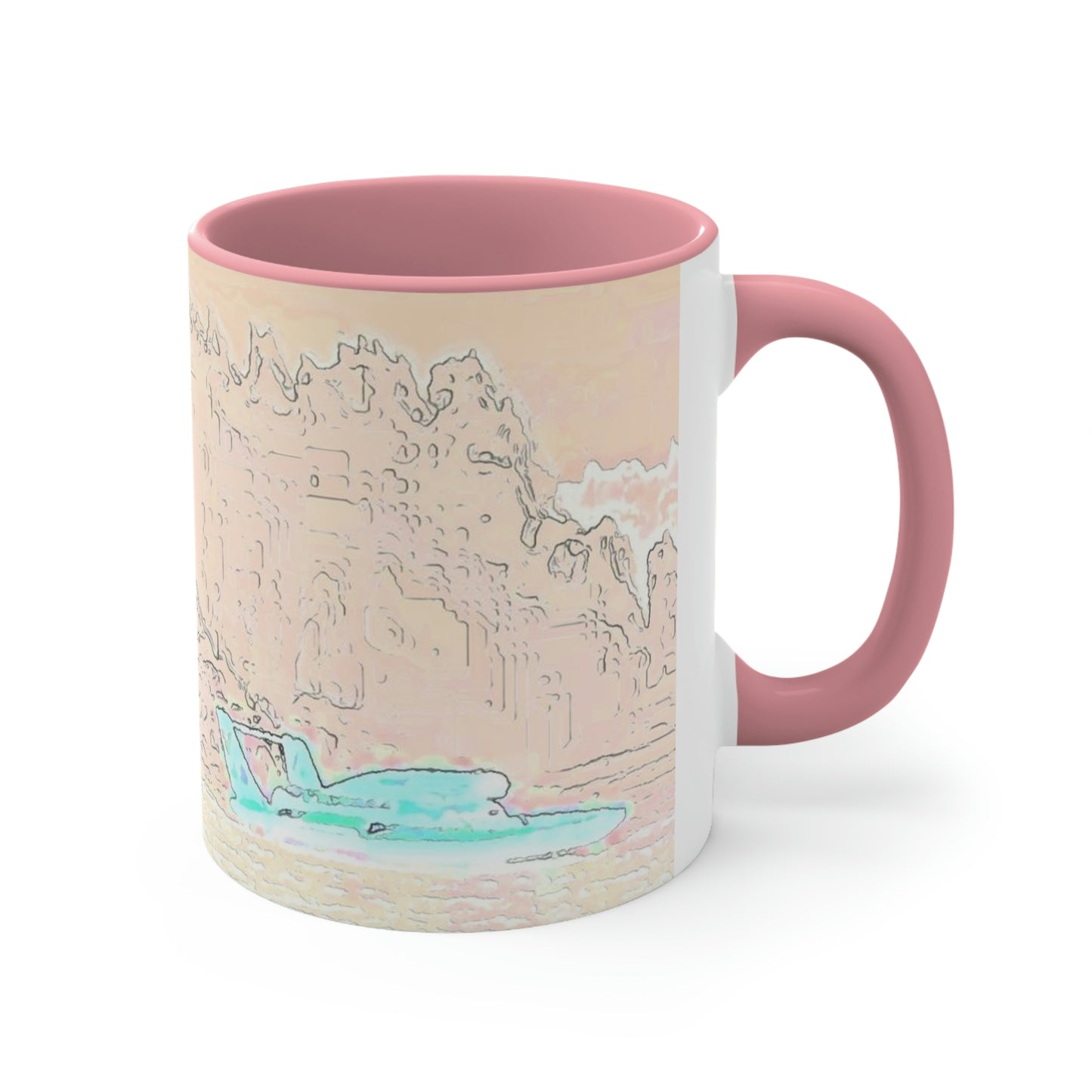 Accent Coffee Mug, 11oz ... Seattle Columbia Cup On Lake Washington ... "Dave Wilcox Heads For The Win" ... Associate Gift-Photo ... Original Works ...