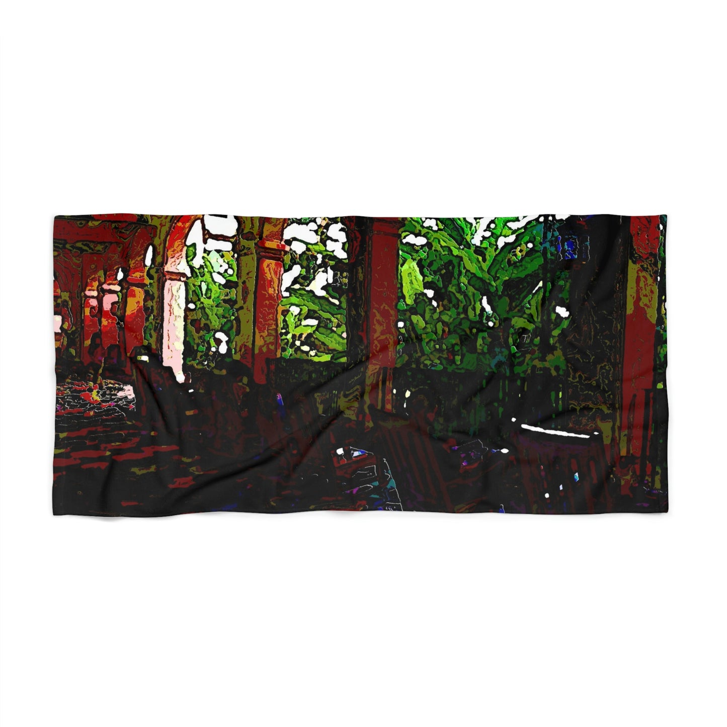 Beach Towel ... Lanai & Rocking Chairs At: 'The Pink Palace' ... The Royal Hawai'ian ... Honolulu, HI ... '27Oct2014' ... Original Works ...