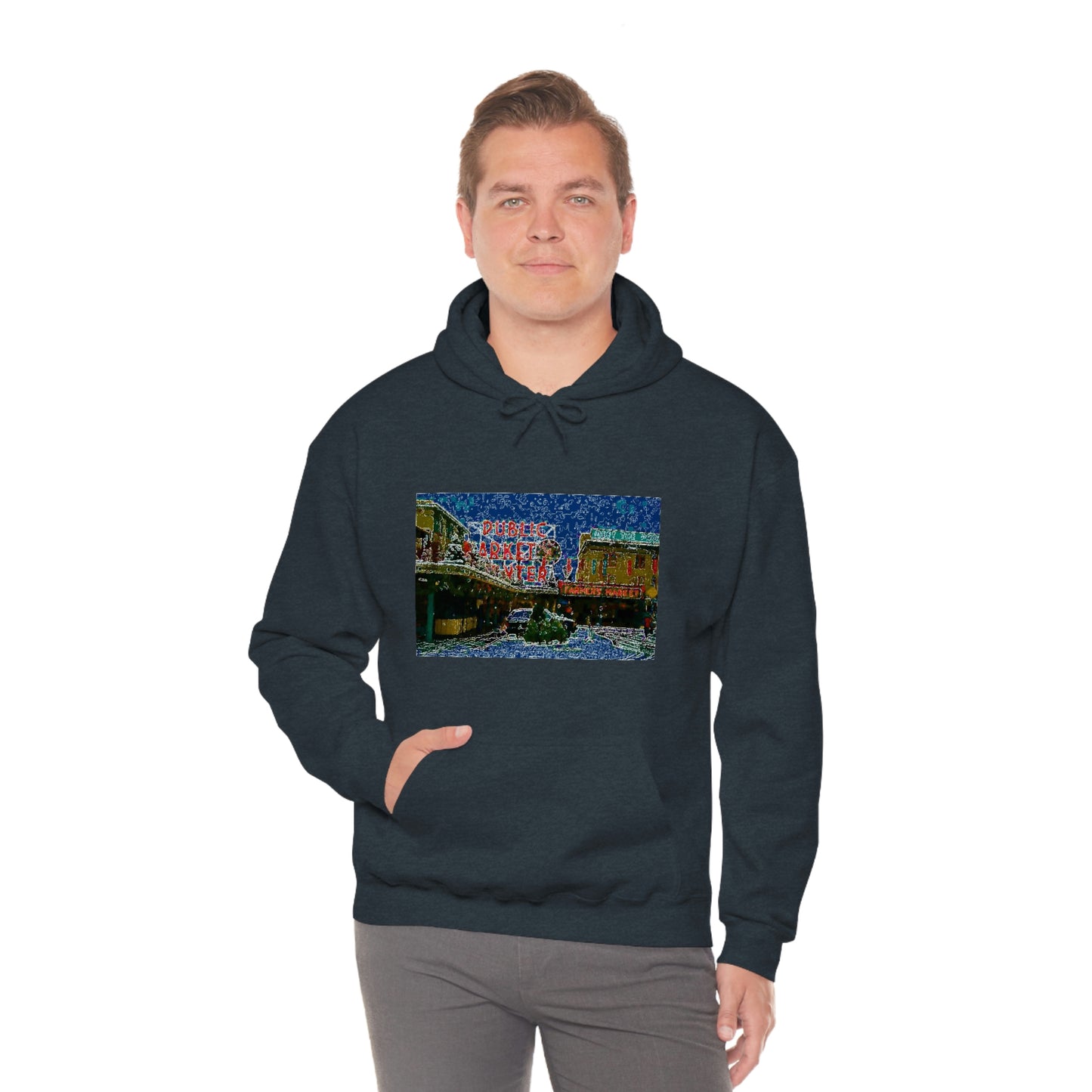 Unisex Heavy Blend™ Hooded Sweatshirt ... Pike Place Market: 'The Public Market', Seattle, Washington. Circa Fall 2013 ...