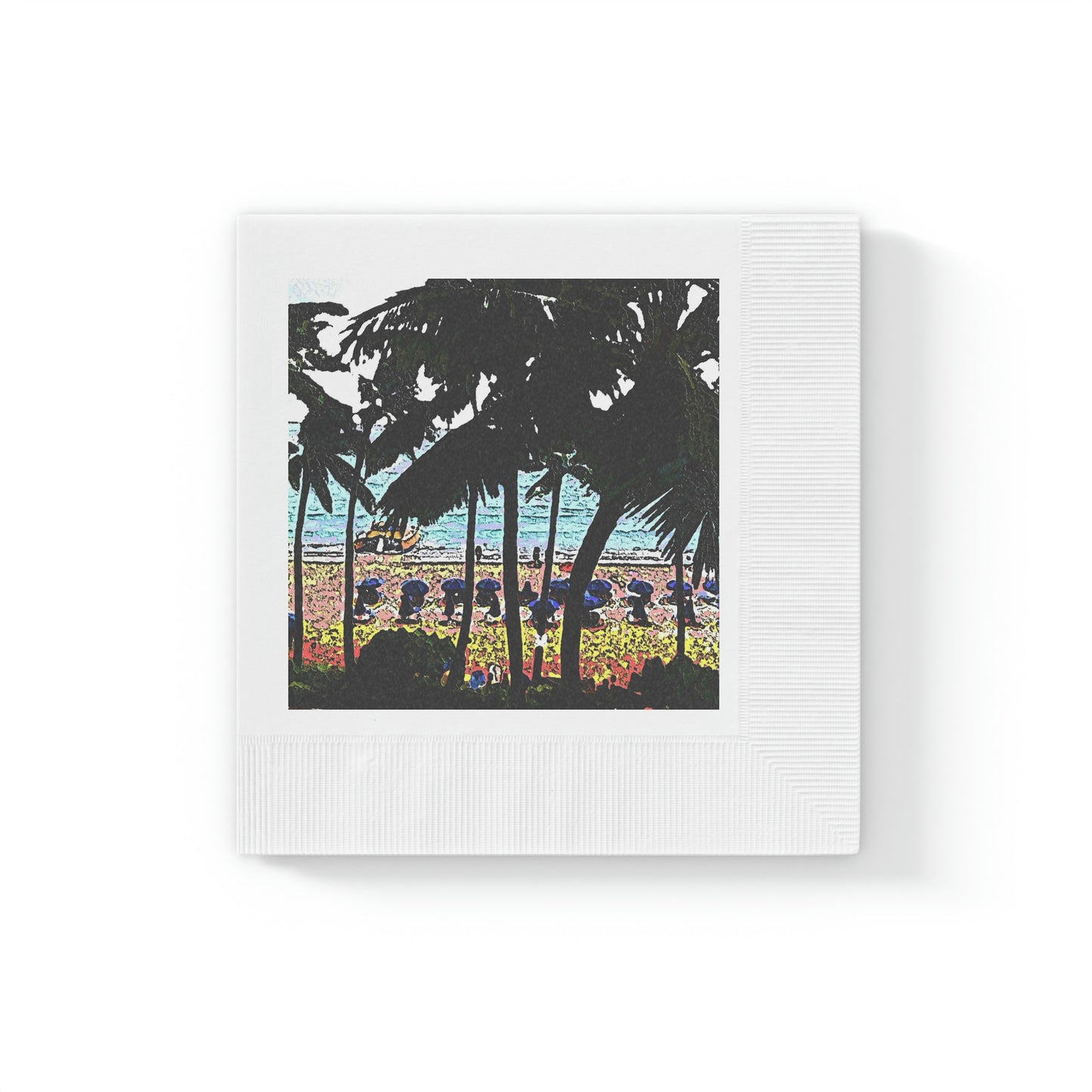 White Coined Napkins ... "A Beautiful Beach Amongst The Palms" ... The Outrigger Waikiki, Honolulu, Oahu ... Original Works ...