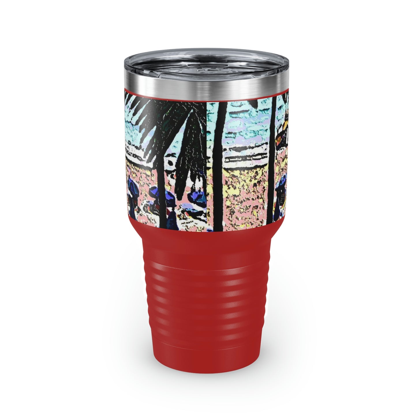 Ringneck Tumbler, 30oz ... "A Beautiful Beach Amongst The Palms" ... The Outrigger Waikiki, Honolulu, Oahu ... Original Works ...