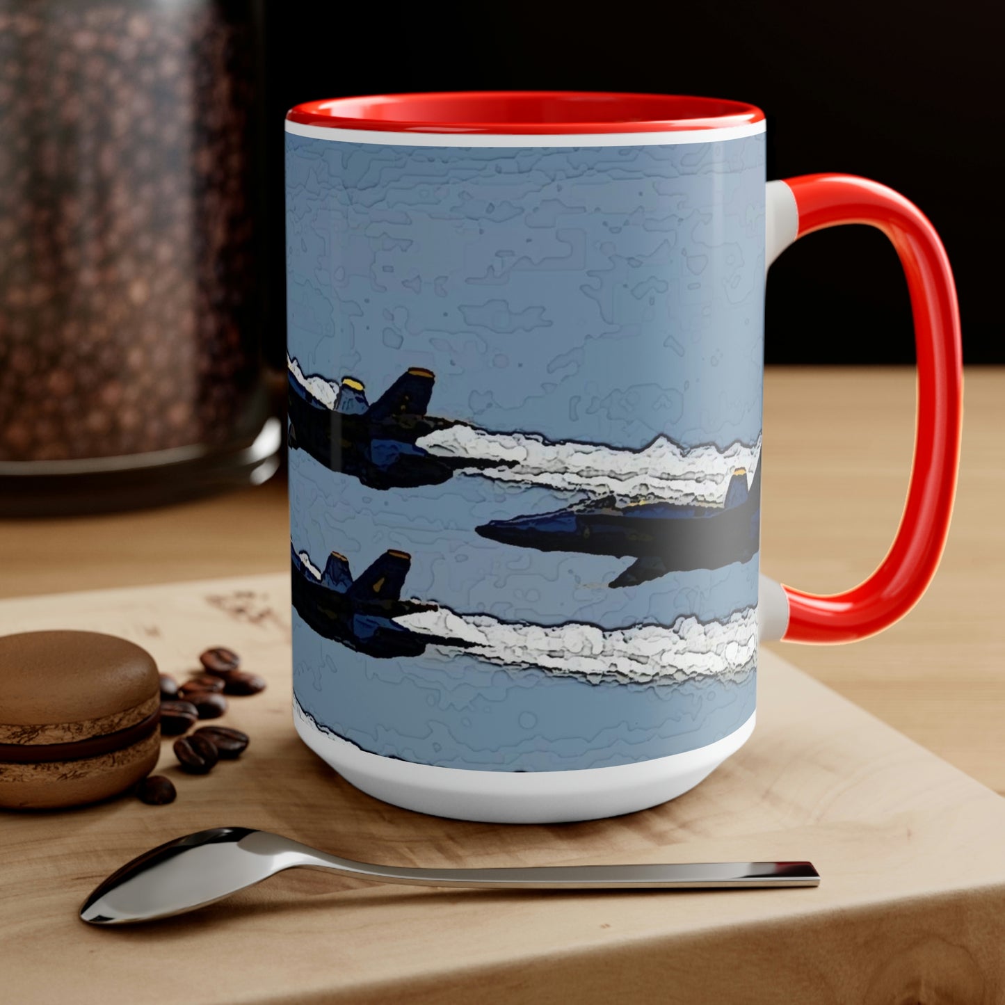 Two-Tone Coffee Mugs, 15oz ... Seattle Seafair ..."Blue Angels Run Over Lake Washington" ... Circa Mid 1980's ... Dr FJ Holt ... Original Works ...