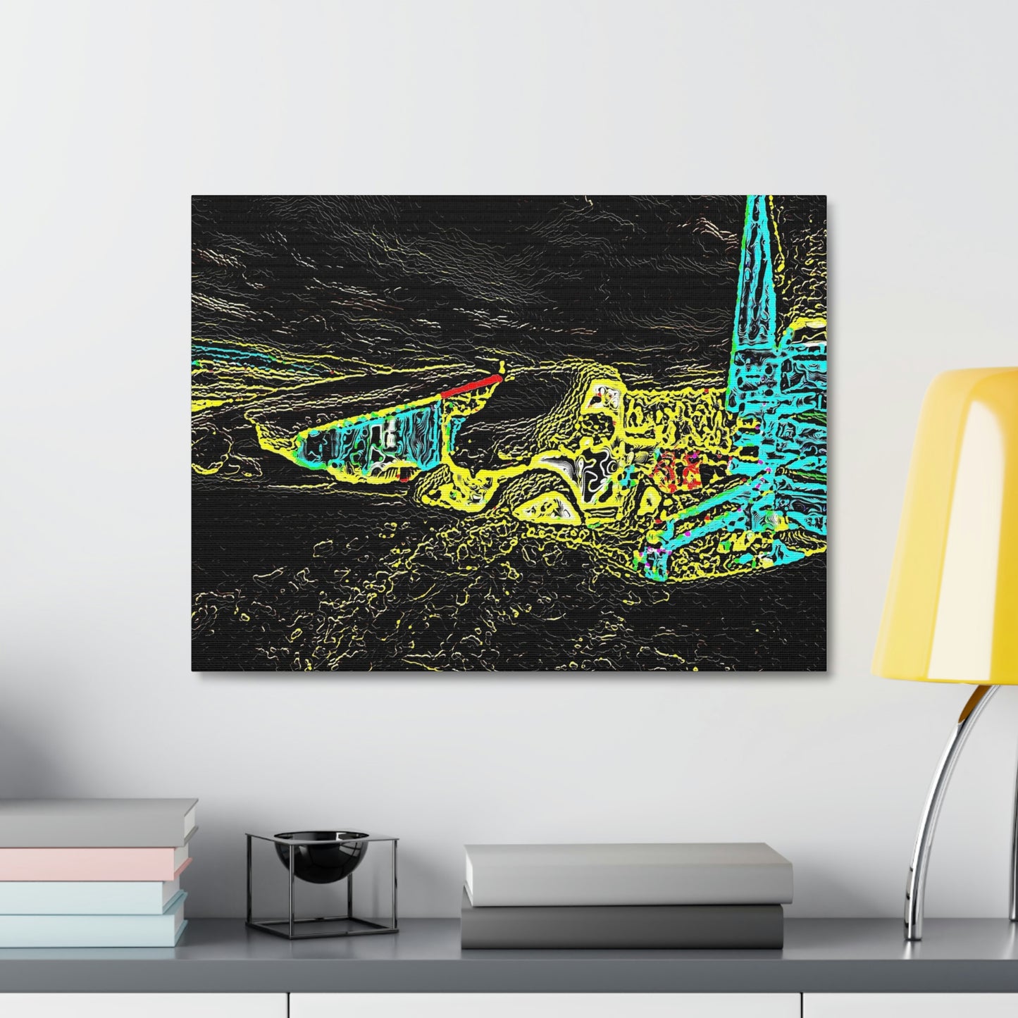 Satin Canvas, Stretched ... "Snow Vehicle In Snow Storm At-Rest" ... Circa 12Mar23 ... Central Idaho ... 18-Hours Rendering Time: Original Works ...