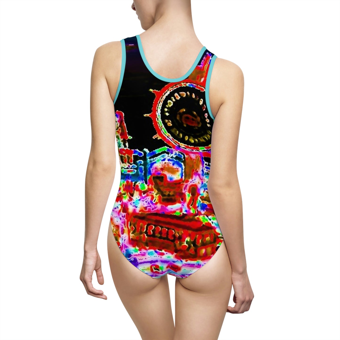 Women's Classic One-Piece Swimsuit ... "No.9 Fishermen's Grotto - Fishermen's Wharf, SF, California" ... Family Archives: 1970's ... Original Works ...