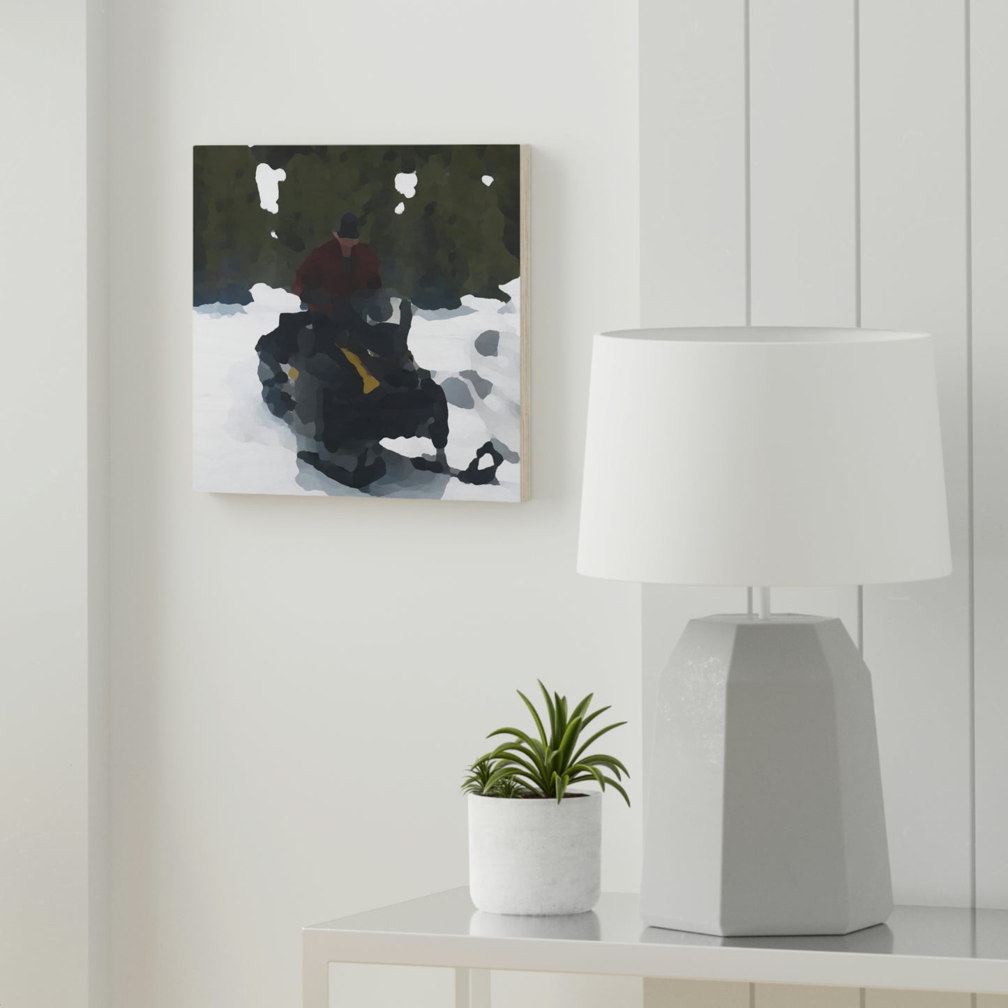 Wood Canvas ... A Snowmobiler Rides Through ... Rendering Time: 5 Hours ... Central Idaho