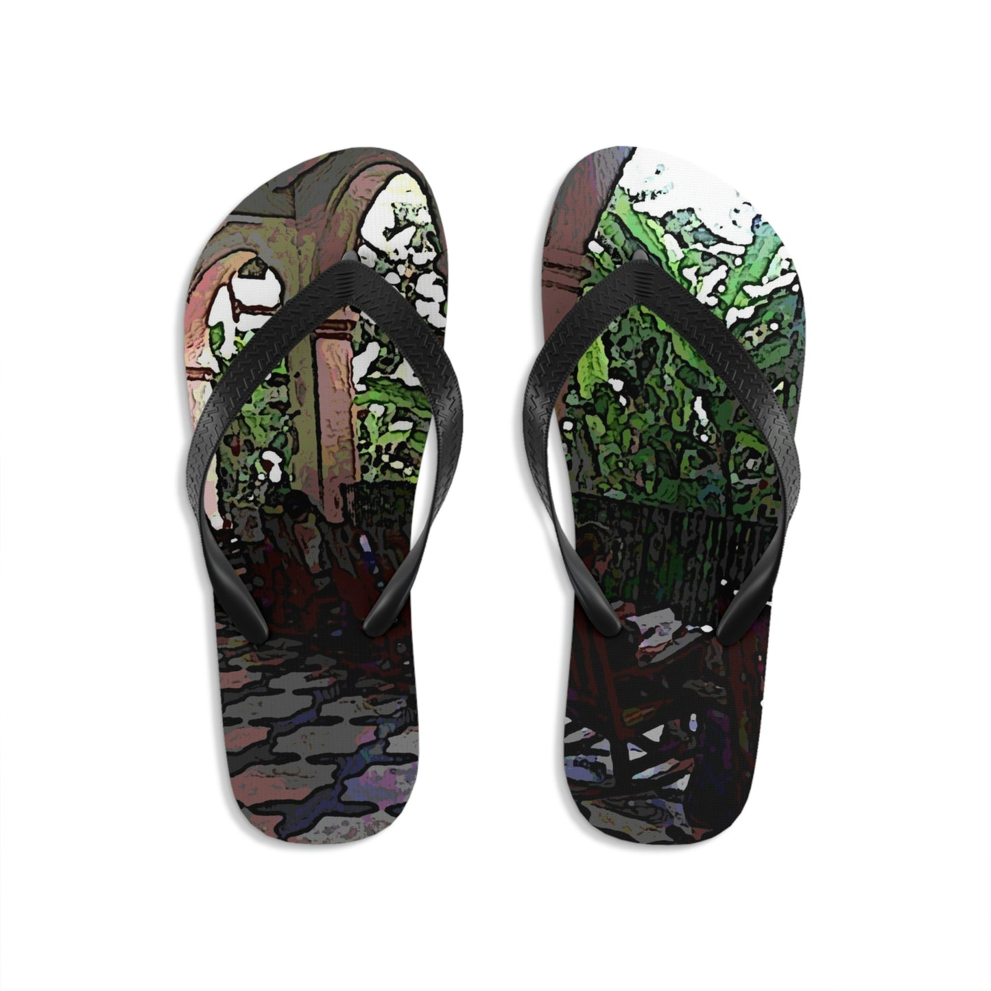 Unisex Flip-Flops ... Lanai & Rocking Chairs At: 'The Pink Palace' ... The Royal Hawai'ian ... Honolulu, HI ... '27Oct2014' ... Original Works ...