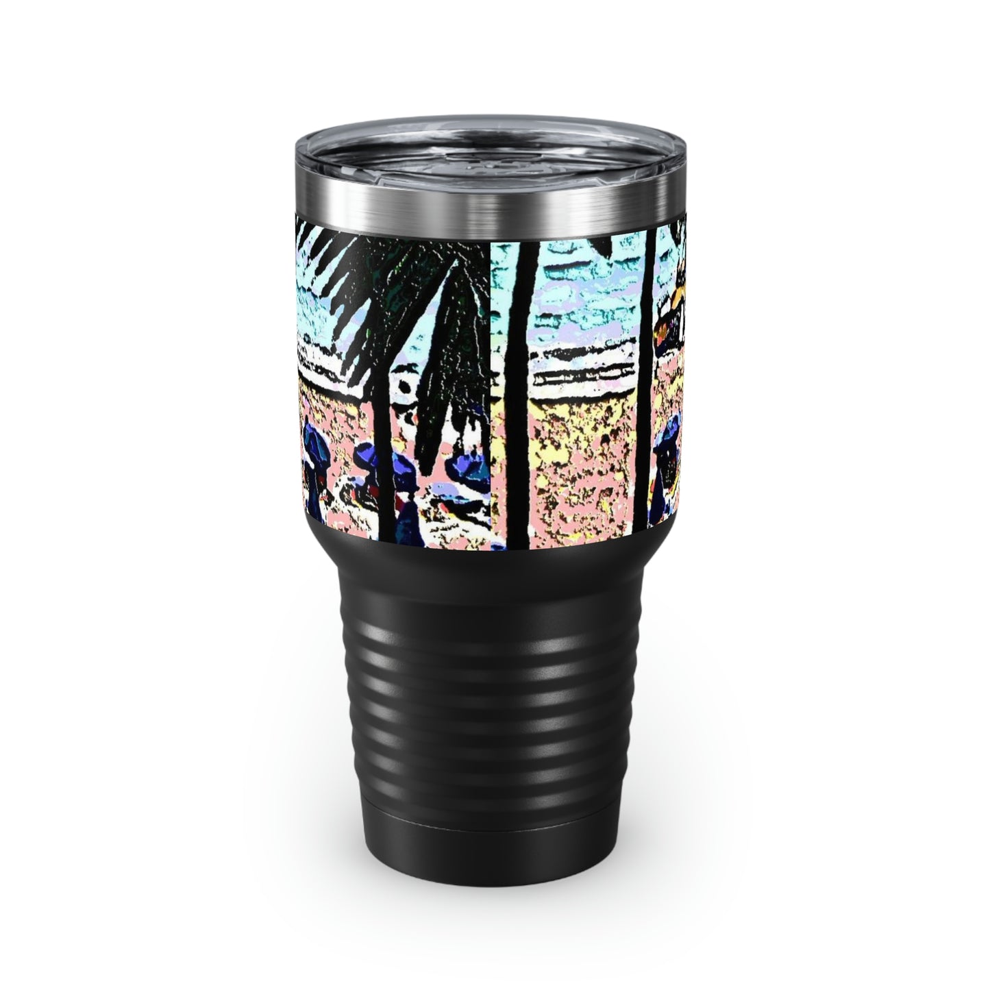 Ringneck Tumbler, 30oz ... "A Beautiful Beach Amongst The Palms" ... The Outrigger Waikiki, Honolulu, Oahu ... Original Works ...