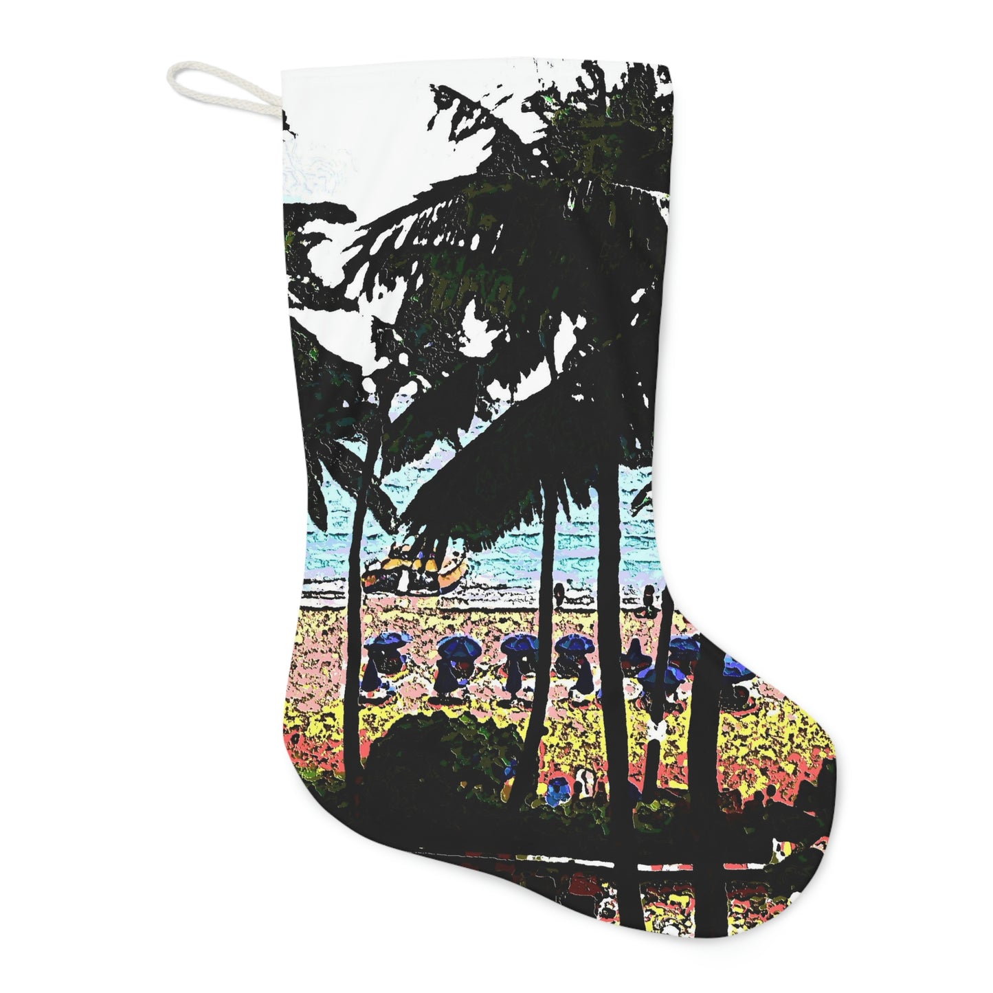 Santa Stocking ...  "A Beautiful Beach Amongst The Palms" ... The Outrigger Waikiki, Honolulu, Oahu ... Original Works ...