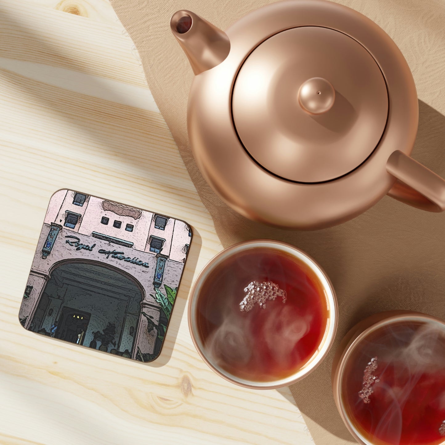 Hardboard Back Coaster ...  "La Grande Entree" At: 'The Pink Palace' ... The Royal Hawai'ian ... Honolulu, HI ... '27Oct2014' ... Original Works ...