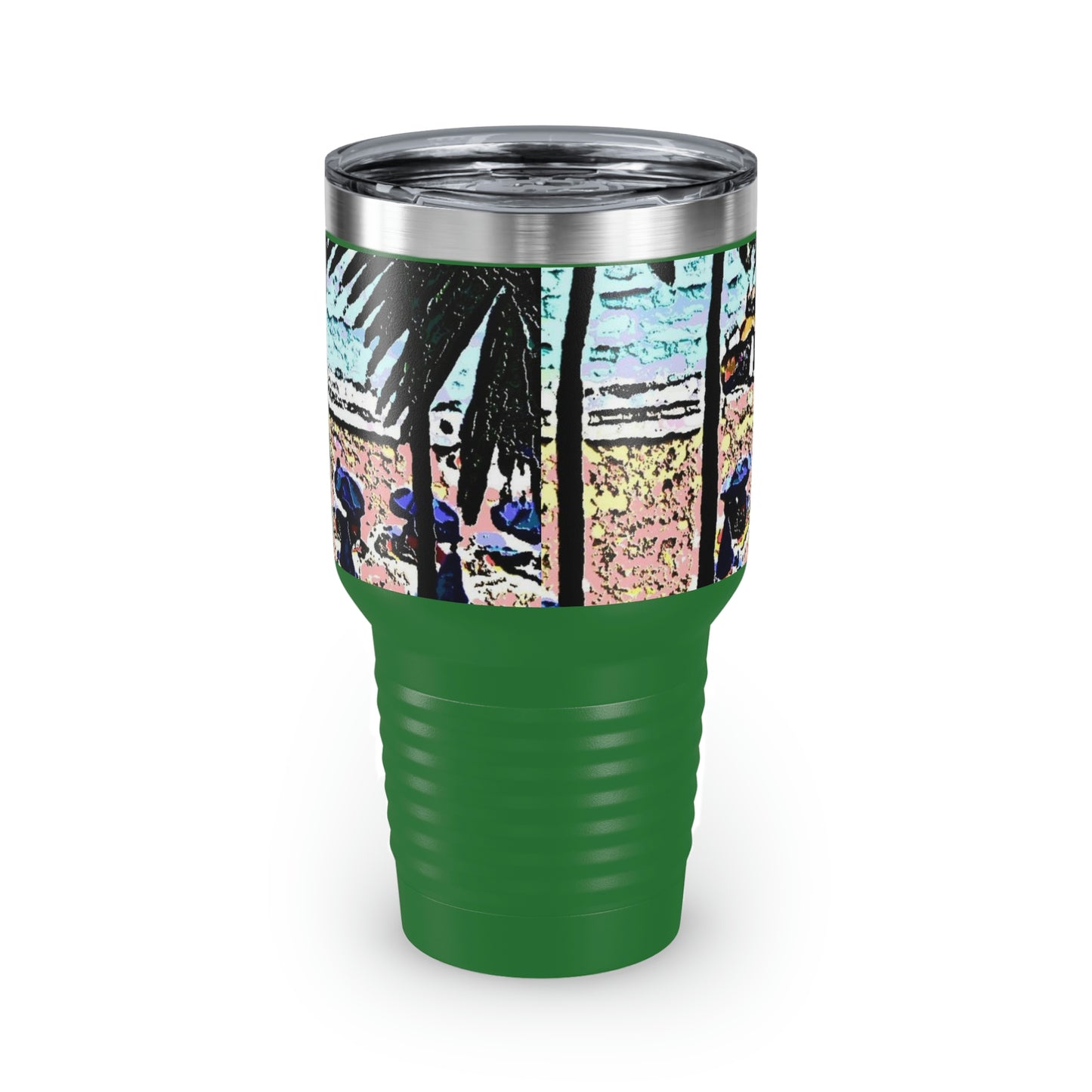 Ringneck Tumbler, 30oz ... "A Beautiful Beach Amongst The Palms" ... The Outrigger Waikiki, Honolulu, Oahu ... Original Works ...