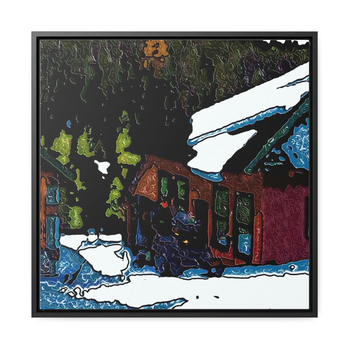 Gallery Canvas Wraps, Square Frame ... "A Rider Passeth-Through-It" ... Colors Galore & A Bit Of Impressionism ... Original Works. Winter 2021. Central Idaho. Rendering Time: 12 Hours ...