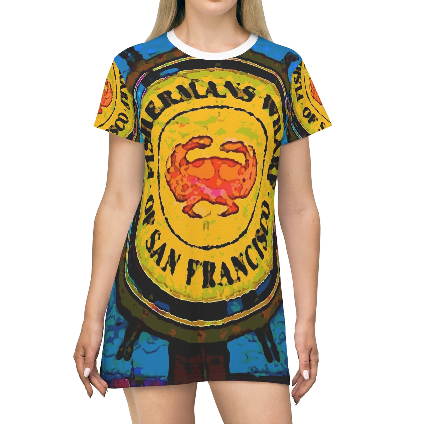 All Over Print T-Shirt Dress ... "No.9 Fishermen's Grotto - Fishermen's Wharf, SF, California" ... Family Archives: 1970's ... Original Works ...