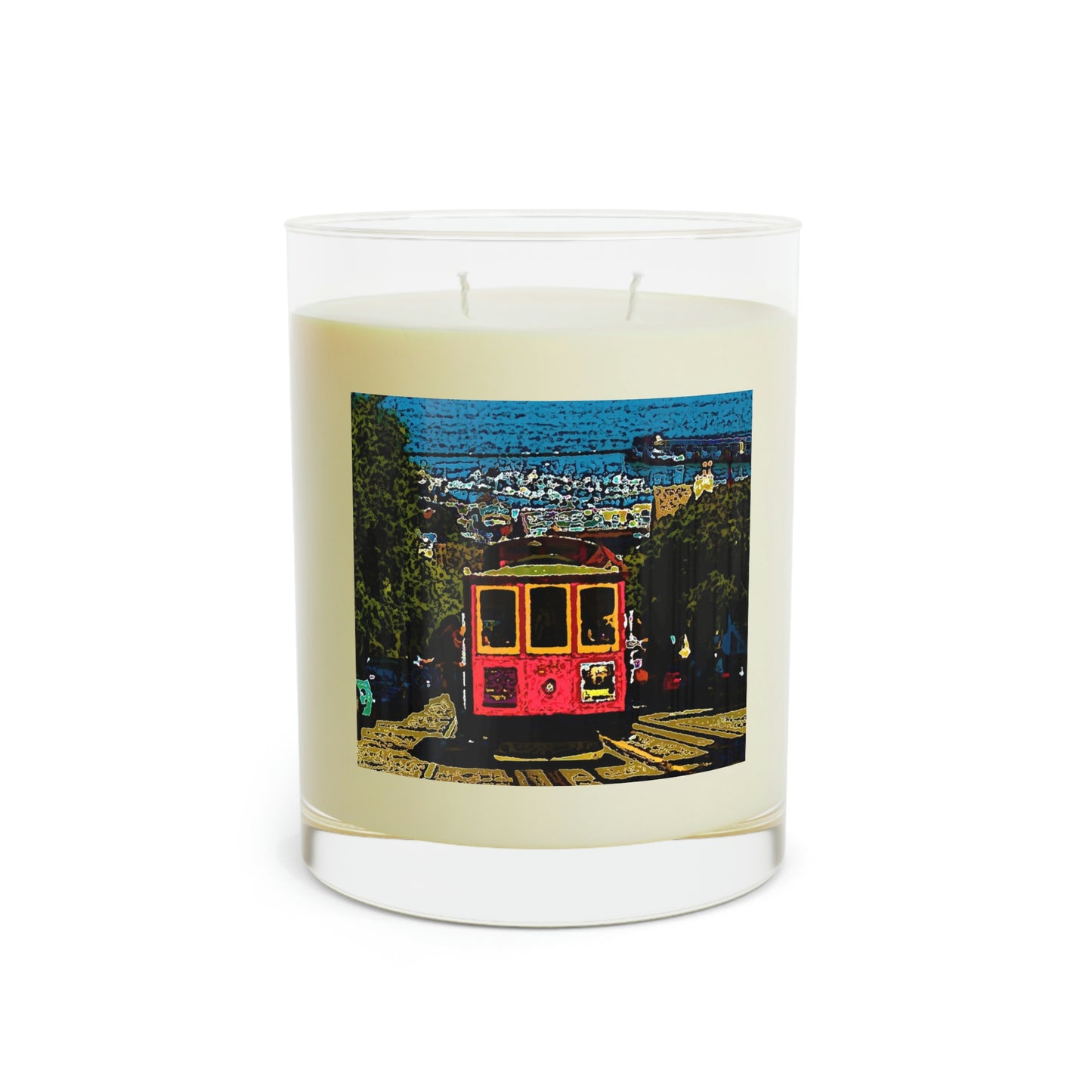 Scented Candle - Full Glass, 11oz ... San Francisco ... 'A Rice-A-Roni-A-San Francisco Treat' ... "A Cable Car Classic" ... Family Archives: 1973 ... Original Works ...