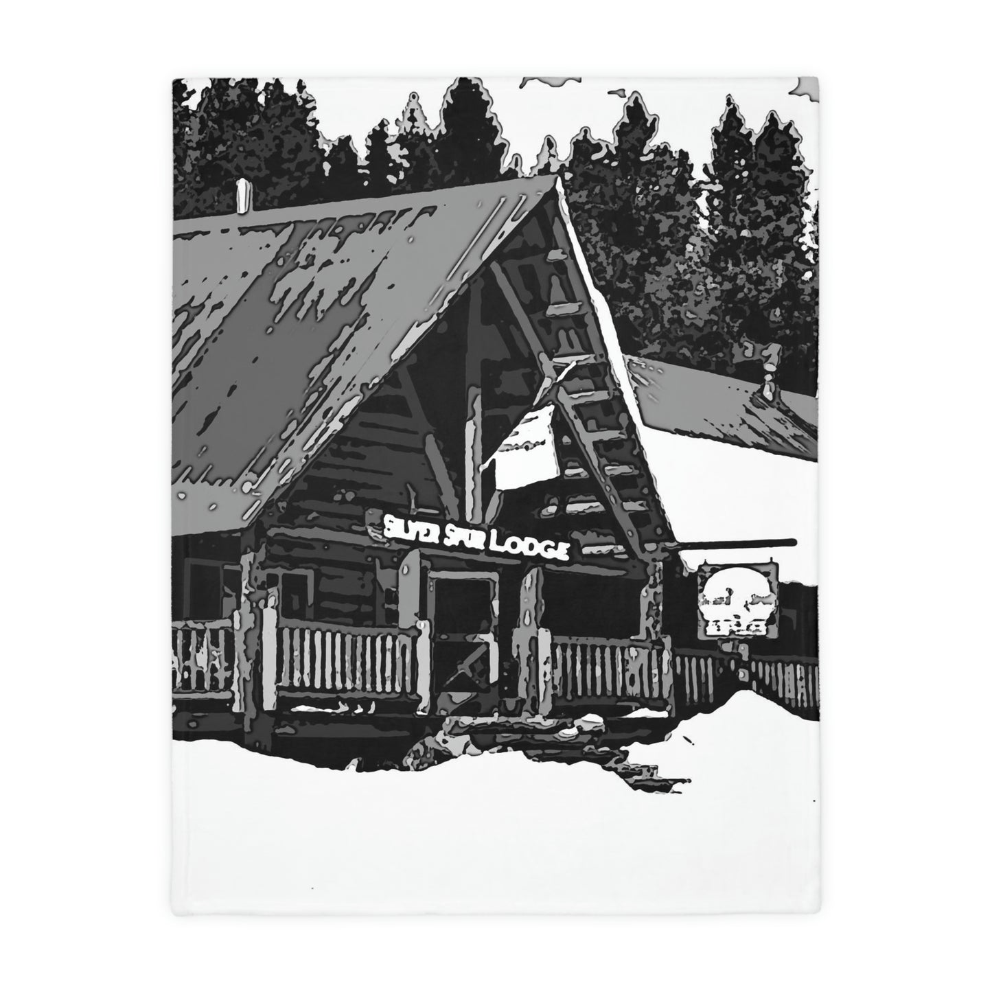 Velveteen Minky Blanket (Two-sided print) ... A Beautiful Lodge & Back-Country Outfitter In A Mountain Town ... 'Dixie, Idaho, November 2022' ... Original Works ...