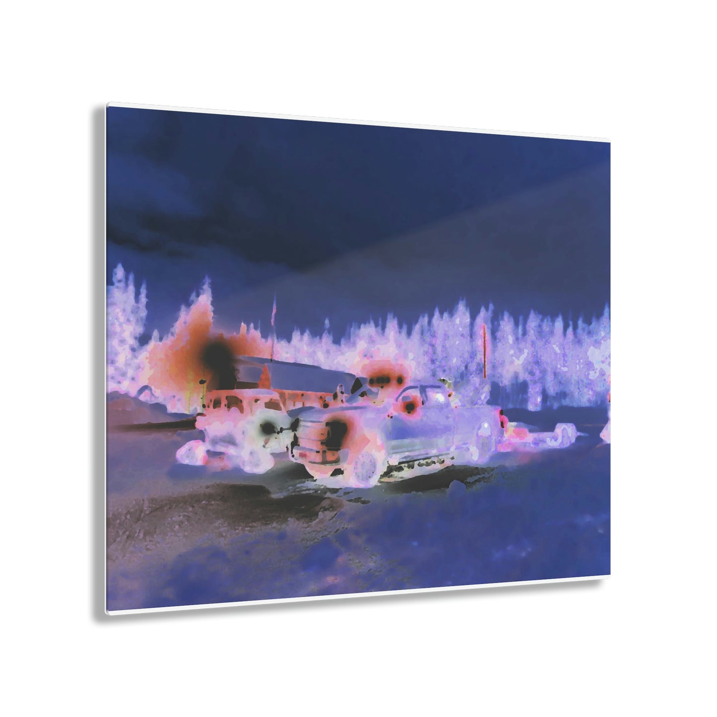 Acrylic Prints ... "Two Vehicles Converge On A Very Early, Cold, Snowy Morning ... Downtown Dixie, Idaho" ... Circa 4Jan23 ... Original Works ...