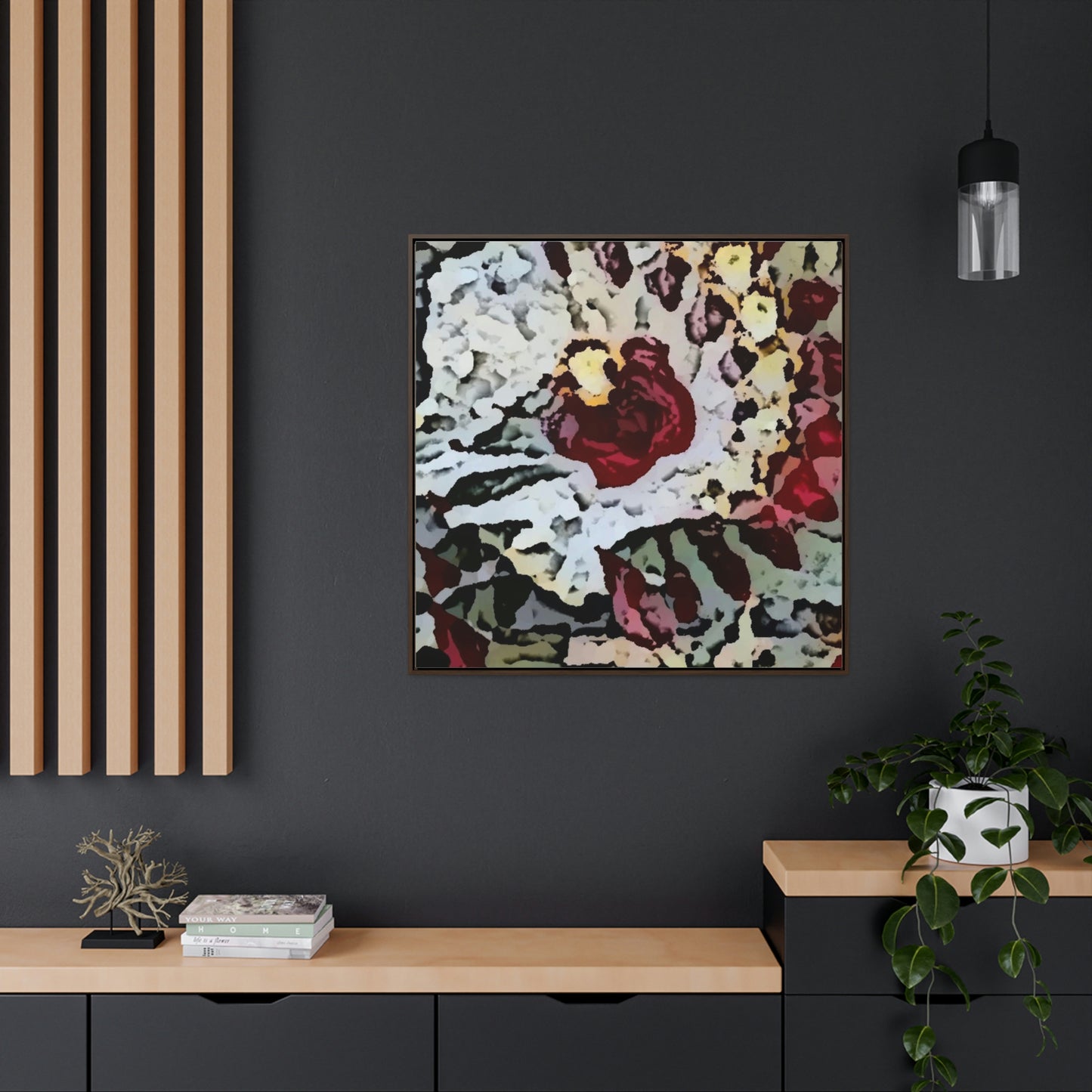 Gallery Canvas Wraps, Square Frame ... "A Friendly Flower" ... Pointsettia 'Pointing' ... Original Works ... (Supplied Photograph) ...