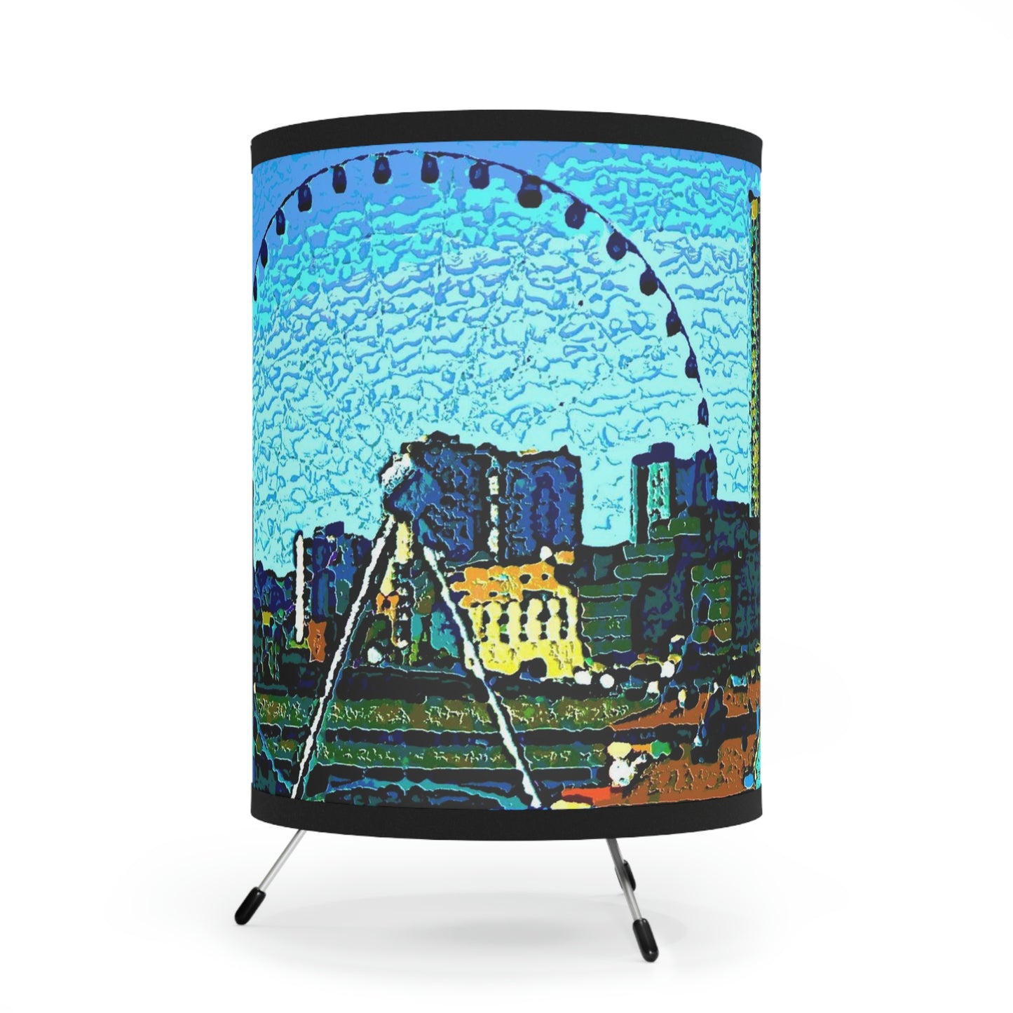 Tripod Lamp with High-Res Printed Shade, US\CA plug ... That Classic Wheel ... 'Seattle's Wheel' ... & An Old Classic Waterside Vendors ...  'Family Archives' ... Original Works ...