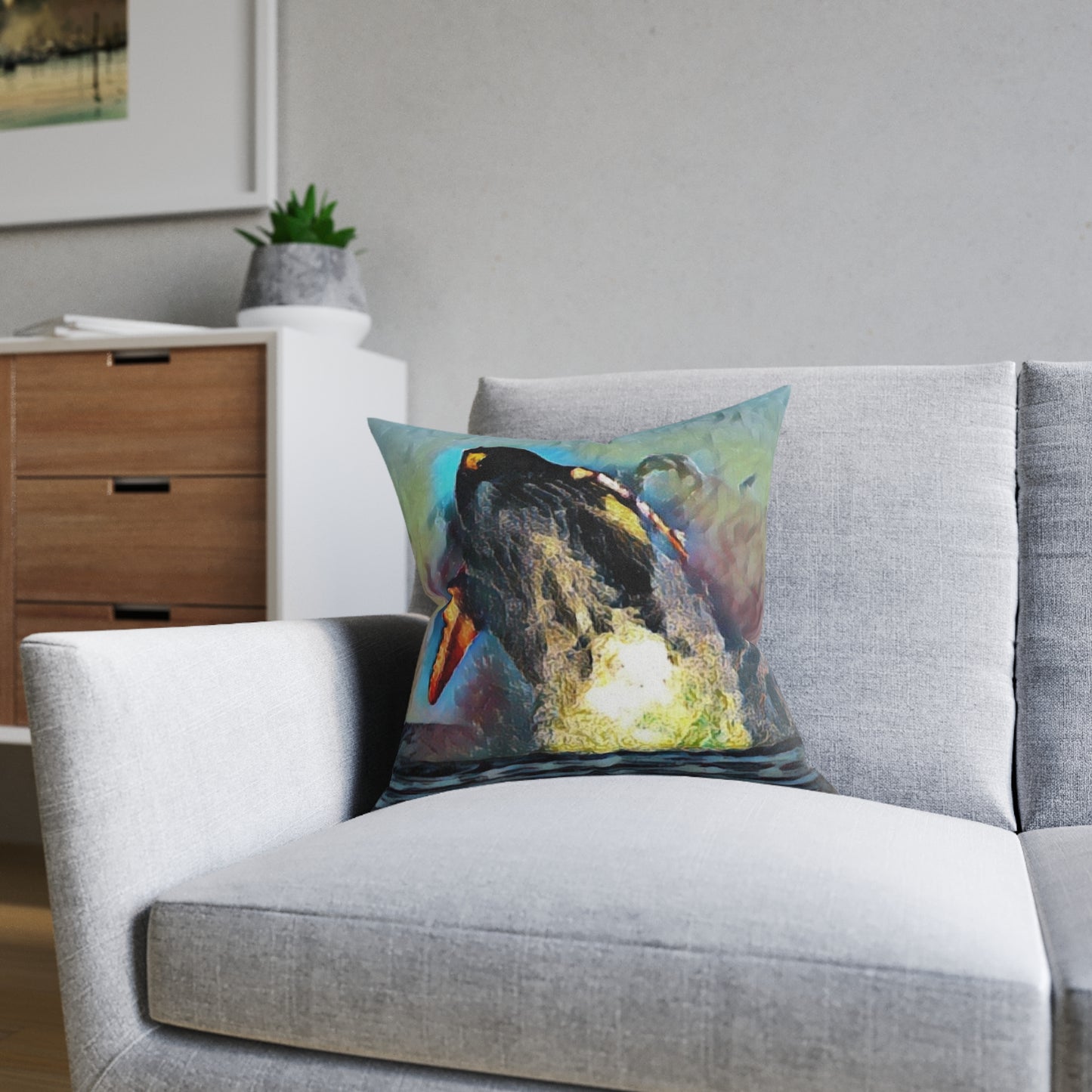 Square Pillow ... An Extraordinary Humpback Breach ... 'With Explosive Energy' ... Family Archives (KPH) ... Circa: 21st Century. Maui, HI ... Original Works ...