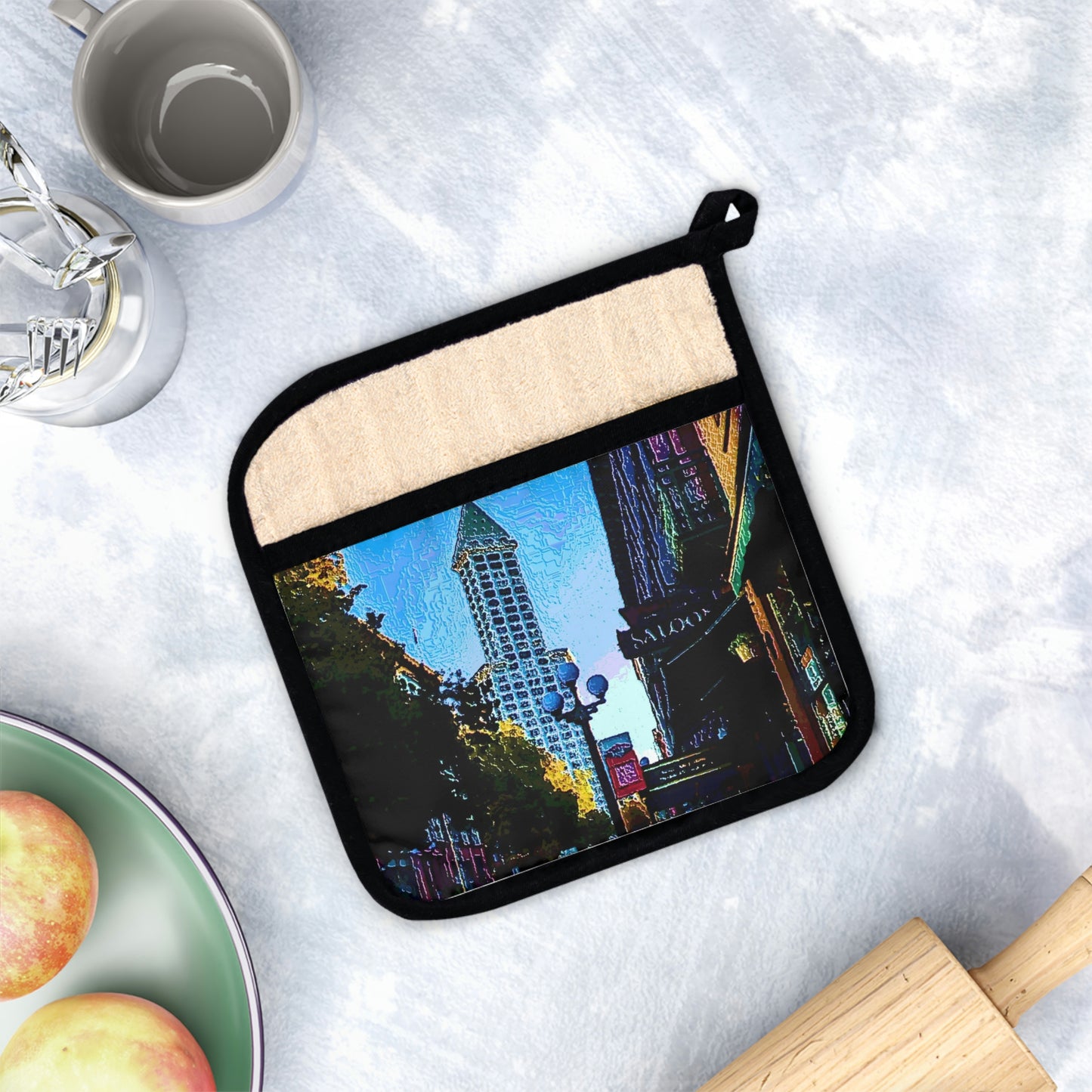 Pot Holder with Pocket ...  Pioneer Square & Smith Tower ... 'That World Famous View' ... Colleague Supplied Photo ... Original Works ...