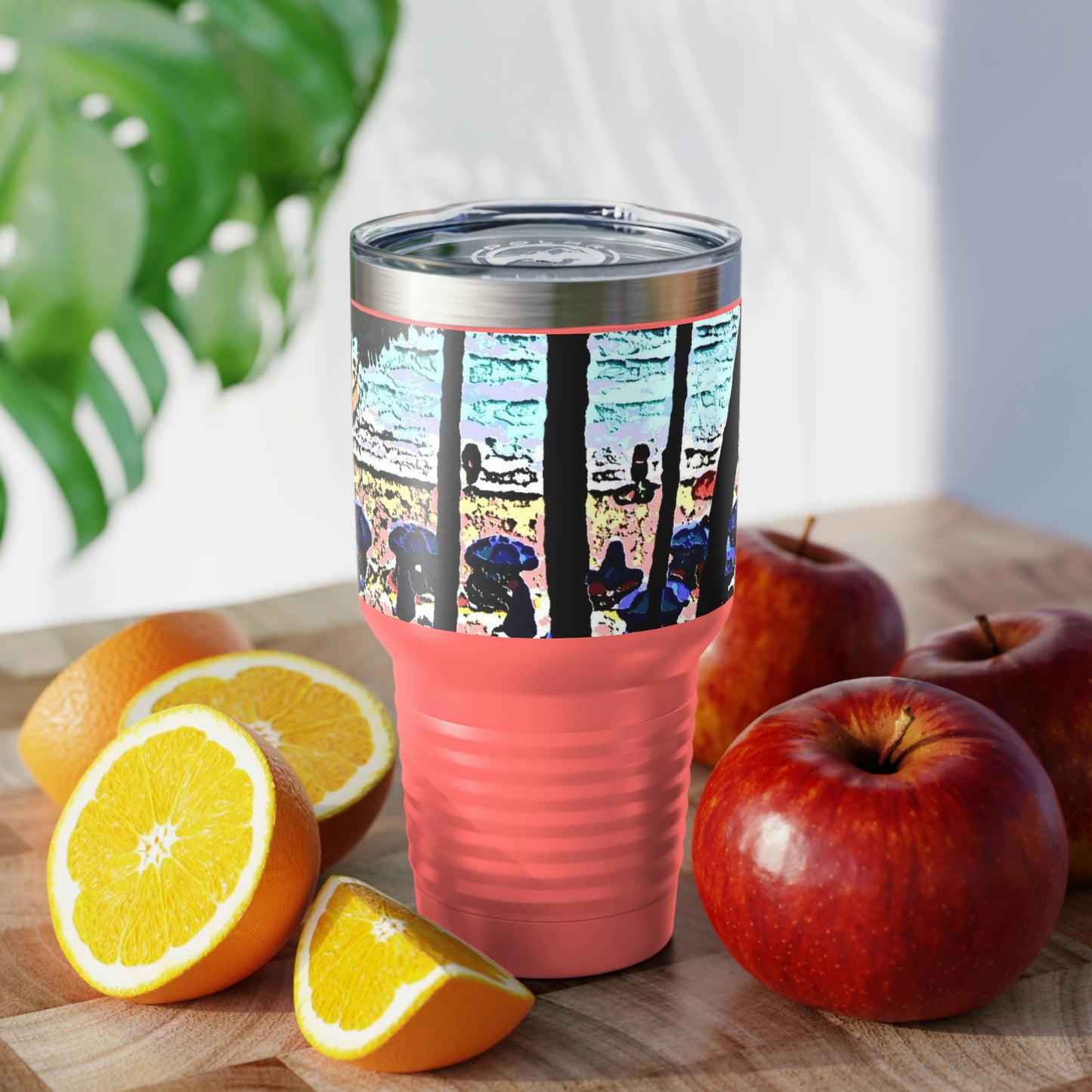 Ringneck Tumbler, 30oz ... "A Beautiful Beach Amongst The Palms" ... The Outrigger Waikiki, Honolulu, Oahu ... Original Works ...