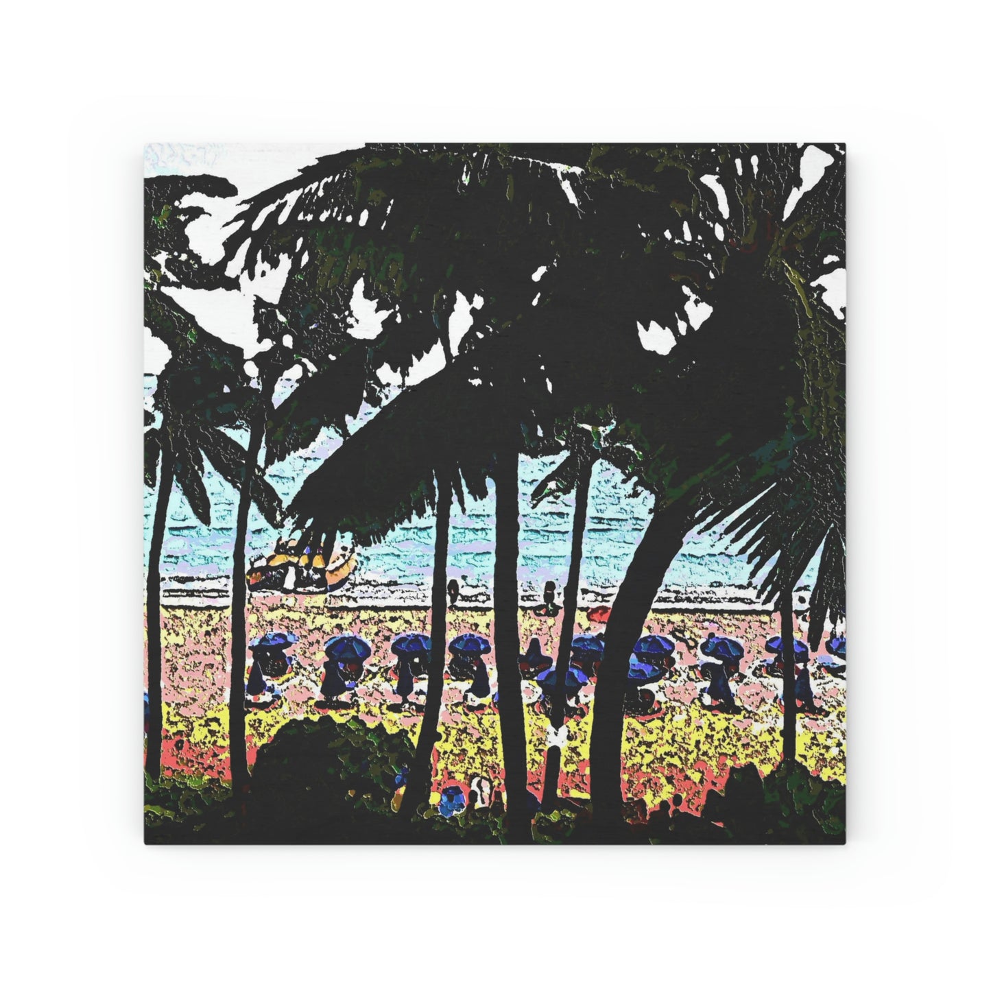 Wood Canvas ... "A Beautiful Beach Amongst The Palms" ... The Outrigger Waikiki, Honolulu, Oahu ... Original Works ...
