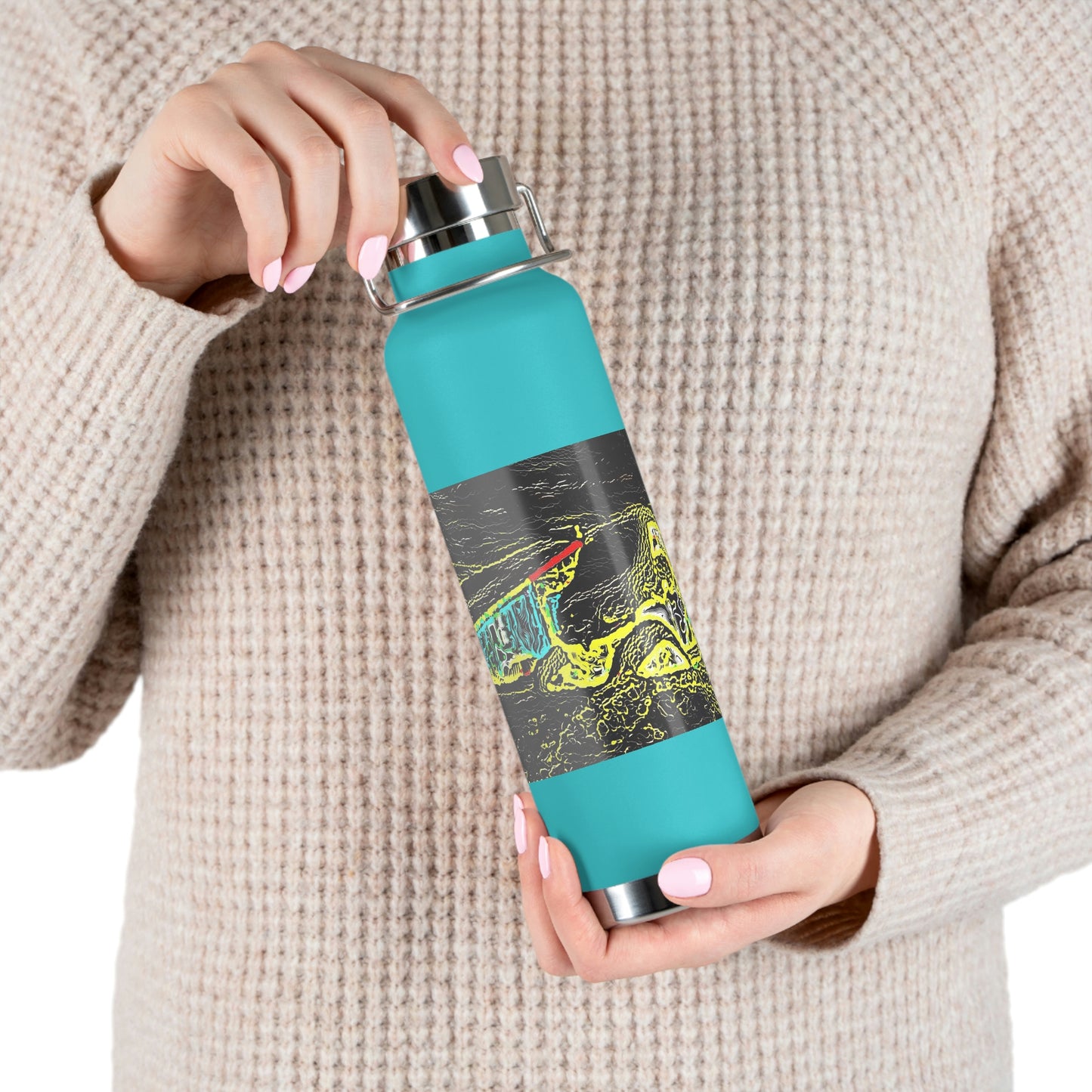 Copper Vacuum Insulated Bottle, 22oz ... "Snow Vehicle In Snow Storm At-Rest" ... Circa 12Mar23 ... Central Idaho ... 18-Hours Rendering Time: Original Works ...