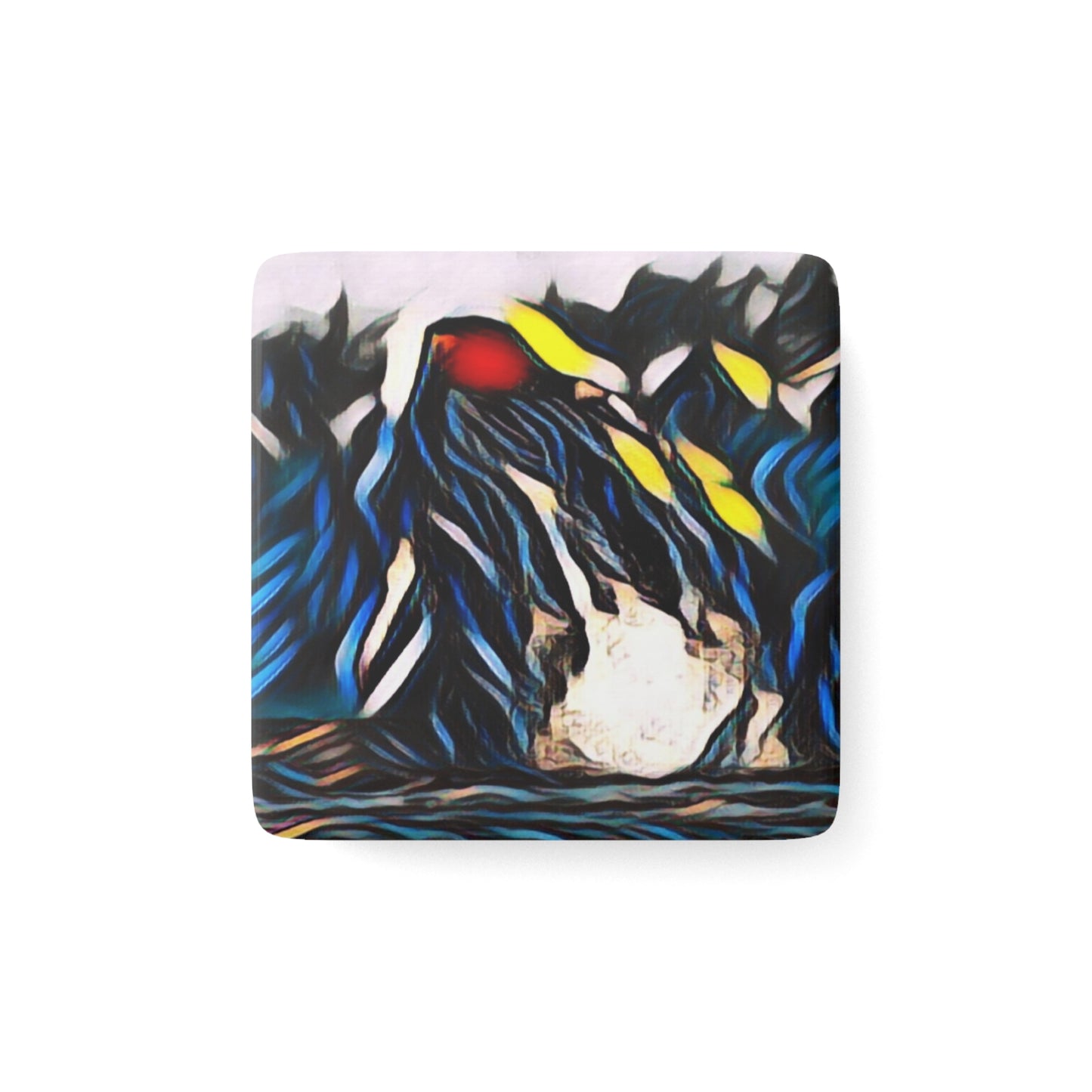 Porcelain Magnet, Square ... "Ken's Favourite Humpback Breach" ... Circa: 21st Century ... Maui, HI ... Original Works ...