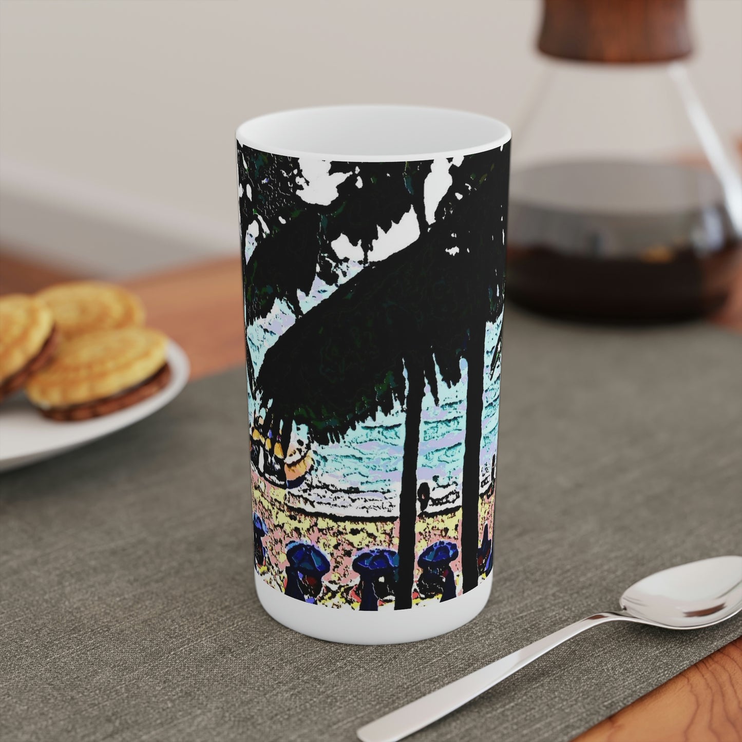Conical Coffee Mugs (3oz, 8oz, 12oz) ... "A Beautiful Beach Amongst The Palms" ... The Outrigger Waikiki, Honolulu, Oahu ... Original Works ...