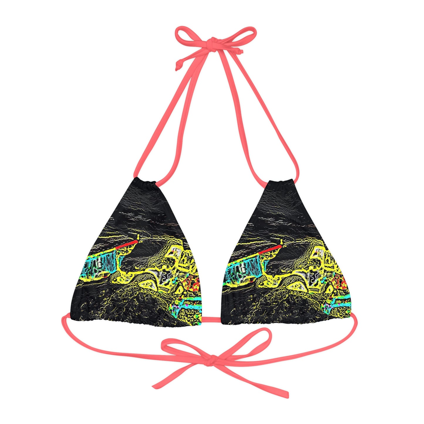 Strappy Triangle Bikini Top (AOP) ... "Snow Vehicle In Snow Storm At-Rest" ... Circa 12Mar23 ... Central Idaho ... 18-Hours Rendering Time: Original Works ...