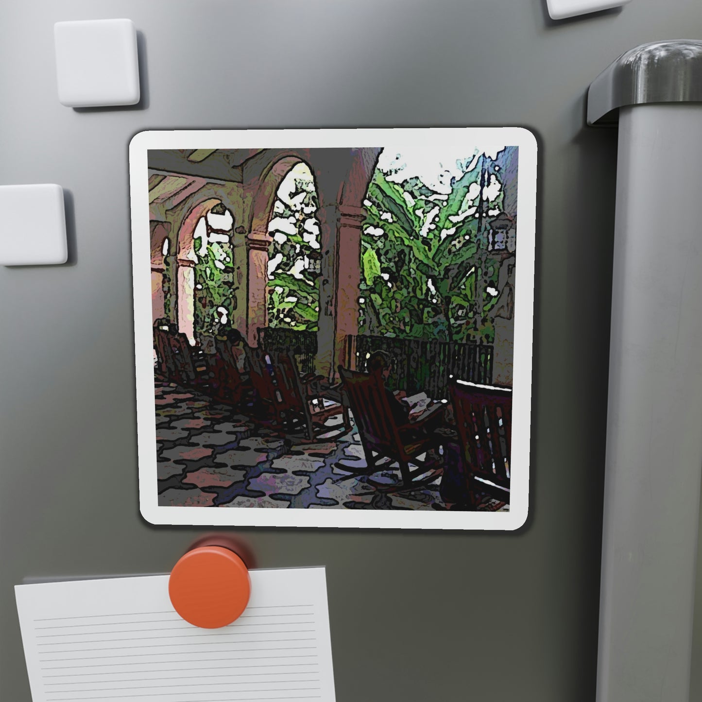 Die-Cut Magnets ... Lanai & Rocking Chairs At: 'The Pink Palace' ... The Royal Hawai'ian ... Honolulu, HI ... '27Oct2014' ... Original Works ...