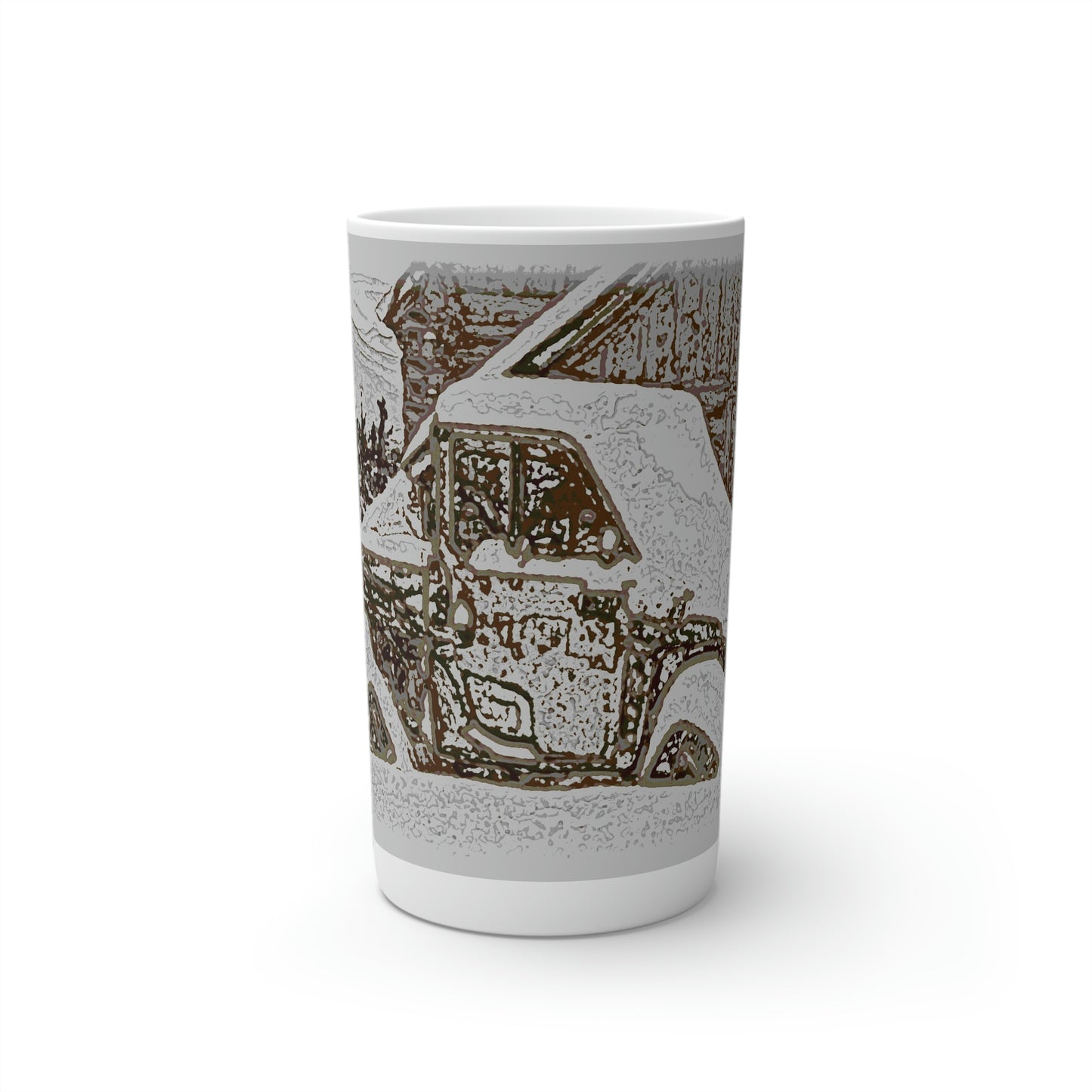 Conical Coffee Mugs (3oz, 8oz, 12oz) ... After An Intense Snow Storm ... 'Digging Out' ... A Vehicle & Cabin "In The Mountains" ... March 2023 ... Original Works ...