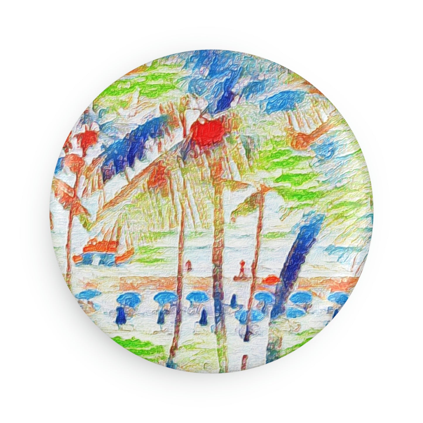 Button Magnet, Round (1 & 10 pcs) ... "The Royal Hawai'ian: Waikiki Beach_Beach" ... Honolulu, HI ... October 2014 (Halloween) ... Original Works ...