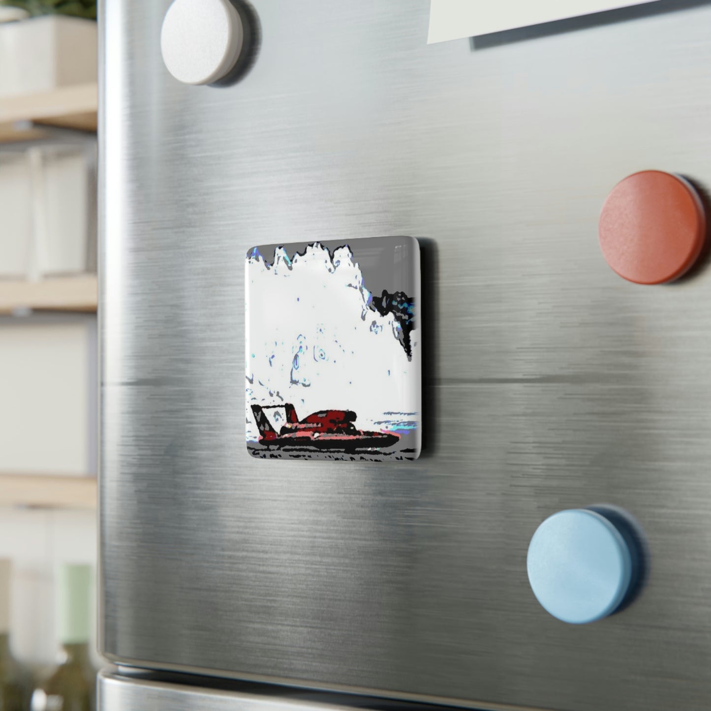 Porcelain Magnet, Square ... Seattle Columbia Cup On Lake Washington ... "Dave Wilcox Heads For The Win" ... Associate Gift-Photo ... Original Works ...