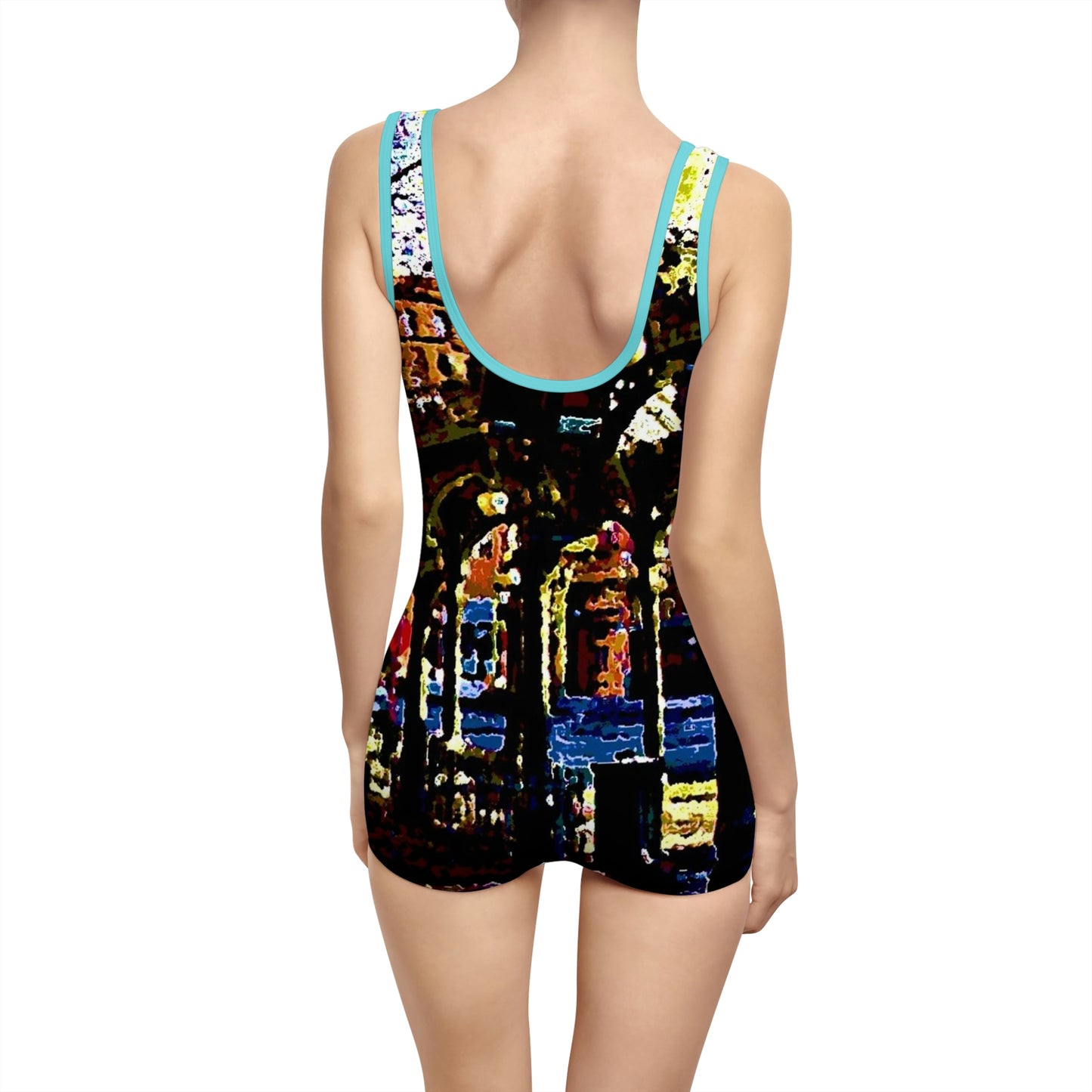 Women's Vintage Swimsuit ... A Very Fine Place To Meet ... To Catch The Bus ... 'To Find A Friend' .. Just-To-Hangout ... Dr FJHolt Base Photo ... Original Works ...
