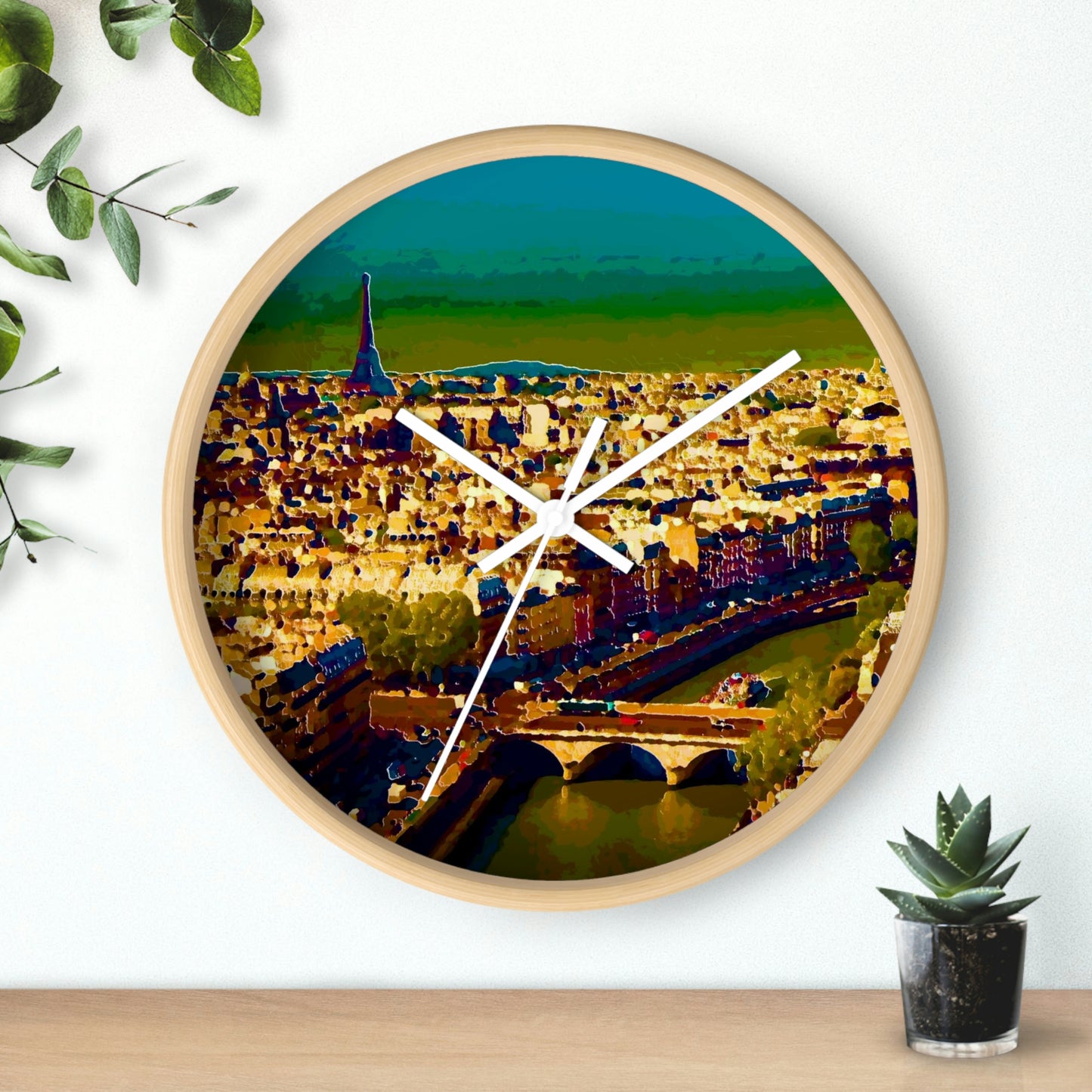 Wall clock ... Au Paris ... "Along The River Seine" ... Barbara Joan Bonnel-Holt: 1972 ... Original Works ...