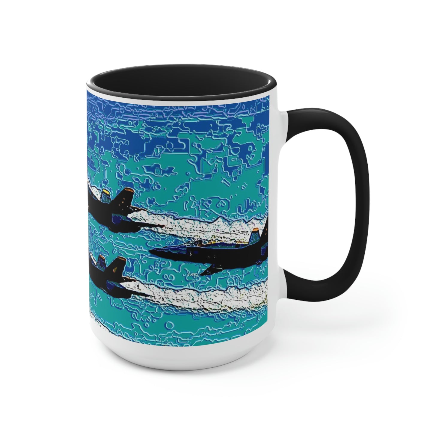 Two-Tone Coffee Mugs, 15oz ... Seattle Seafair ..."Blue Angels Run Over Lake Washington" ... Circa Mid 1980's ... Dr FJ Holt ... Original Works ...