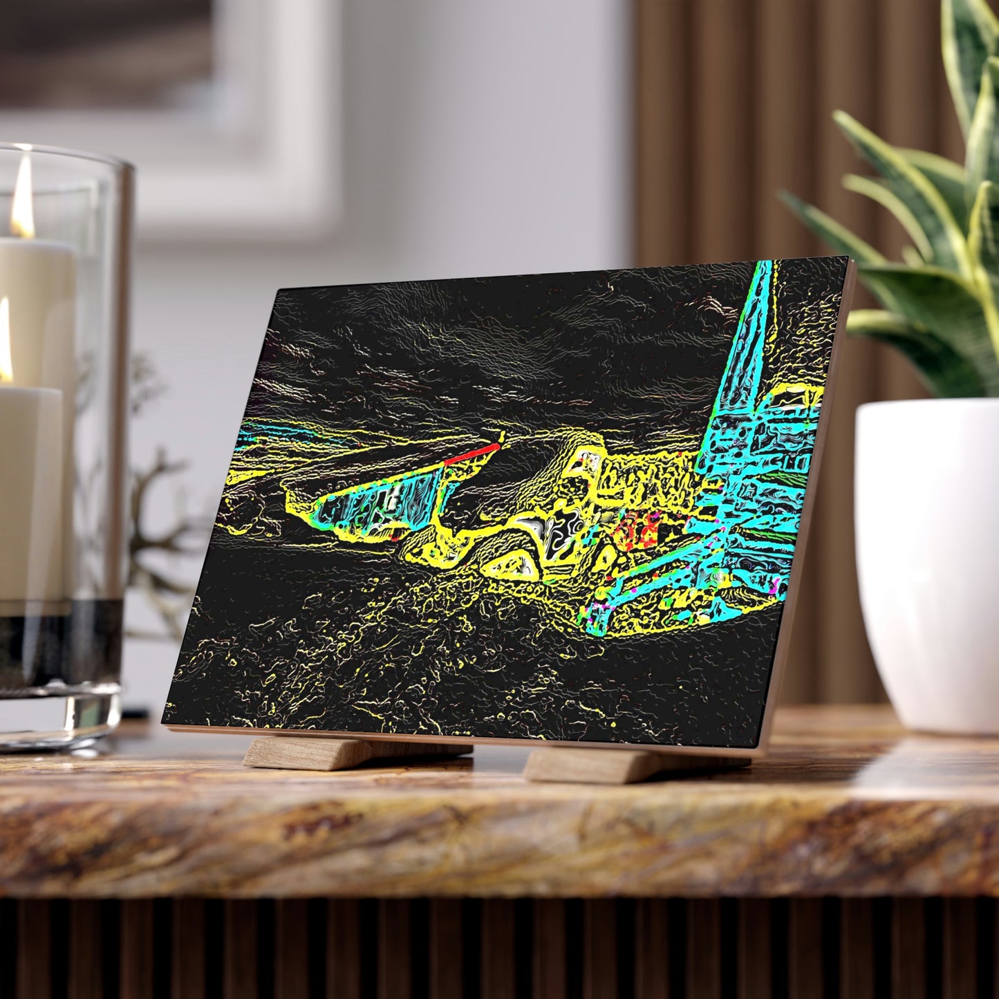 Ceramic Photo Tile ... "Snow Vehicle In Snow Storm At-Rest" ... Circa 12Mar23 ... Central Idaho ... 18-Hours Rendering Time: Original Works ...