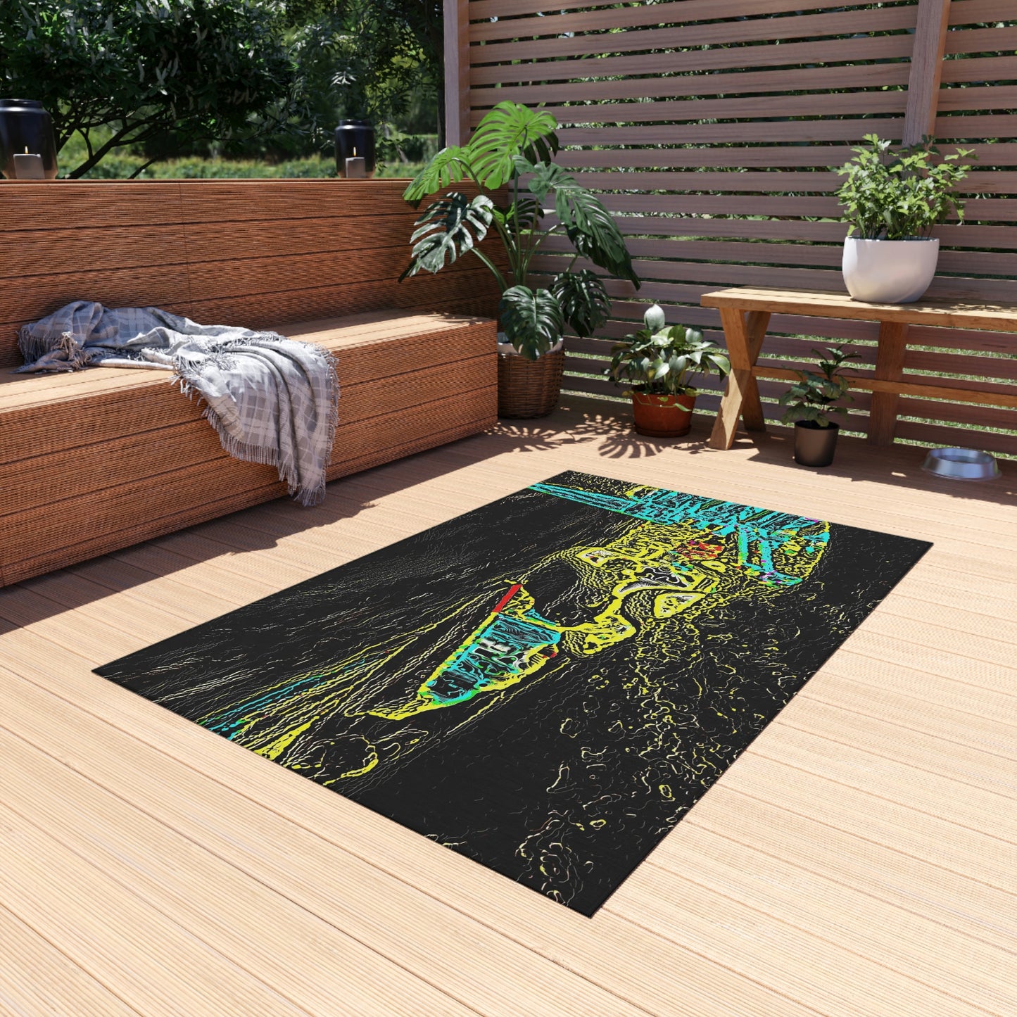 Outdoor Rug ... "Snow Vehicle In Snow Storm At-Rest" ... Circa 12Mar23 ... Central Idaho ... 18-Hours Rendering Time: Original Works ...