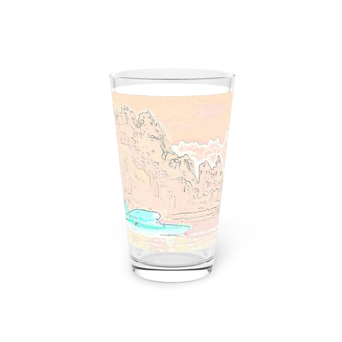 Pint Glass, 16oz ... Seattle Columbia Cup On Lake Washington ... "Dave Wilcox Heads For The Win" ... Associate Gift-Photo ... Original Works ...