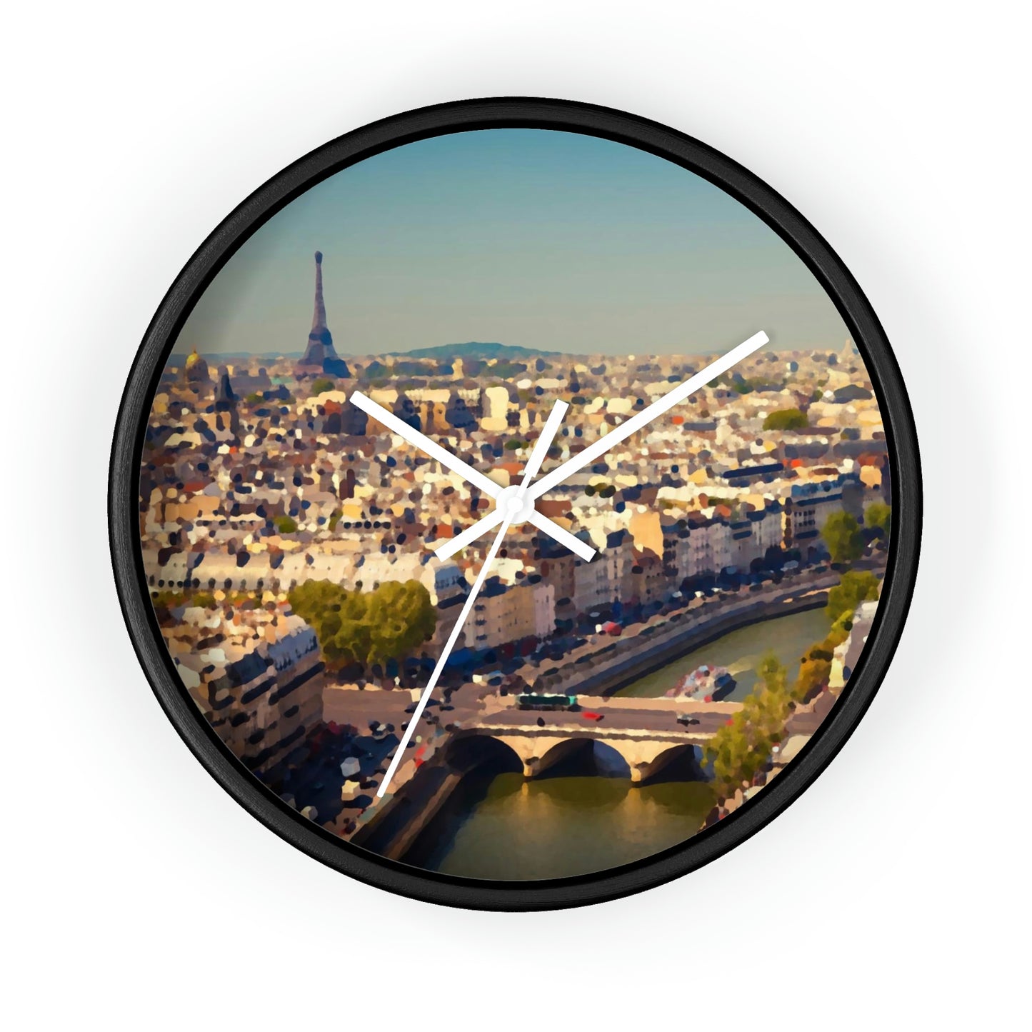 Wall clock ... Au Paris ... "Along The River Seine" ... Barbara Joan Bonnel-Holt: 1972 ... Original Works ...