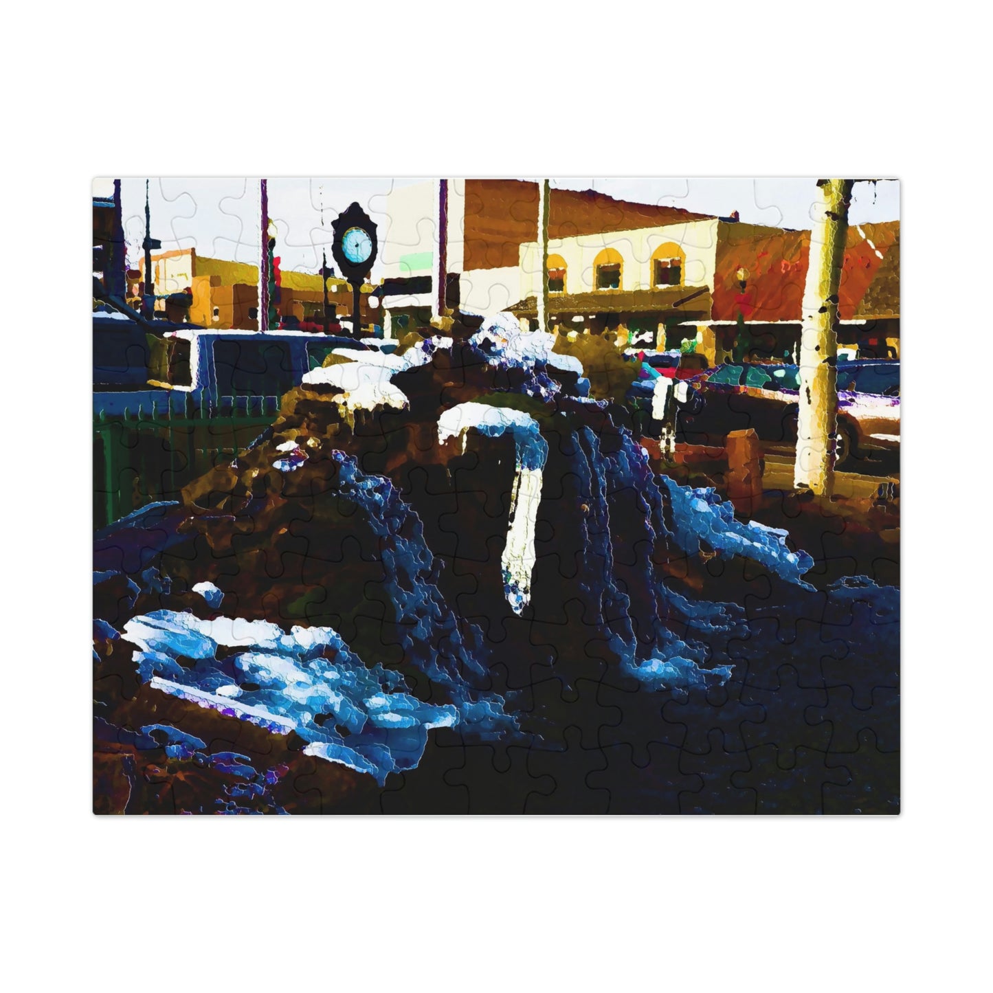 Jigsaw Puzzle (30, 110, 252, 500,1000-Piece) ...  "Ice & Water Sculpted" ... Downtown Grangeville, Idaho ... Adjacent To Irwin Pharmacy ... 5Jan23 ... Original Works ...