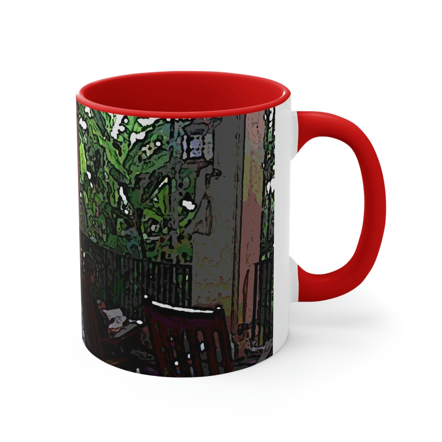 Accent Coffee Mug, 11oz ...  Lanai & Rocking Chairs At: 'The Pink Palace' ... The Royal Hawai'ian ... Honolulu, HI ... '27Oct2014' ... Original Works ...