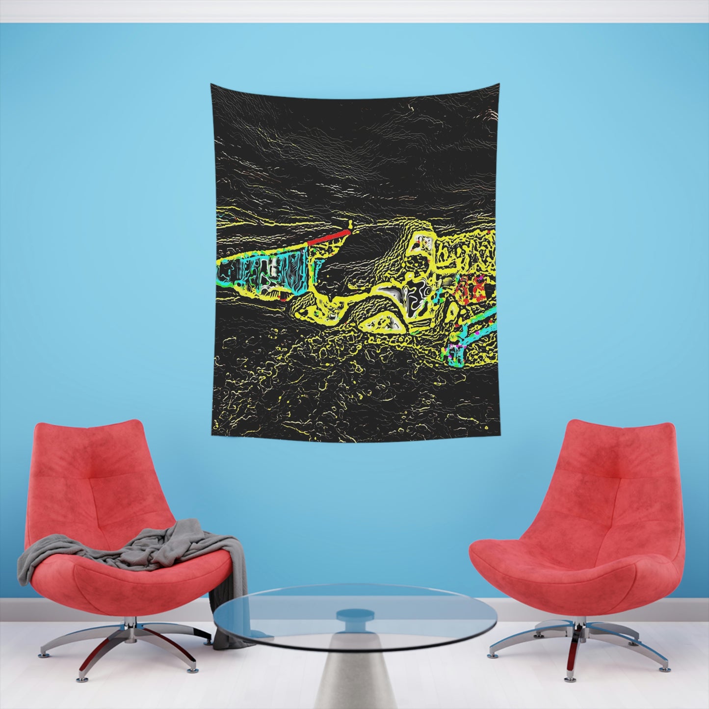 Printed Wall Tapestry ... "Snow Vehicle In Snow Storm At-Rest" ... Circa 12Mar23 ... Central Idaho ... 18-Hours Rendering Time: Original Works ...