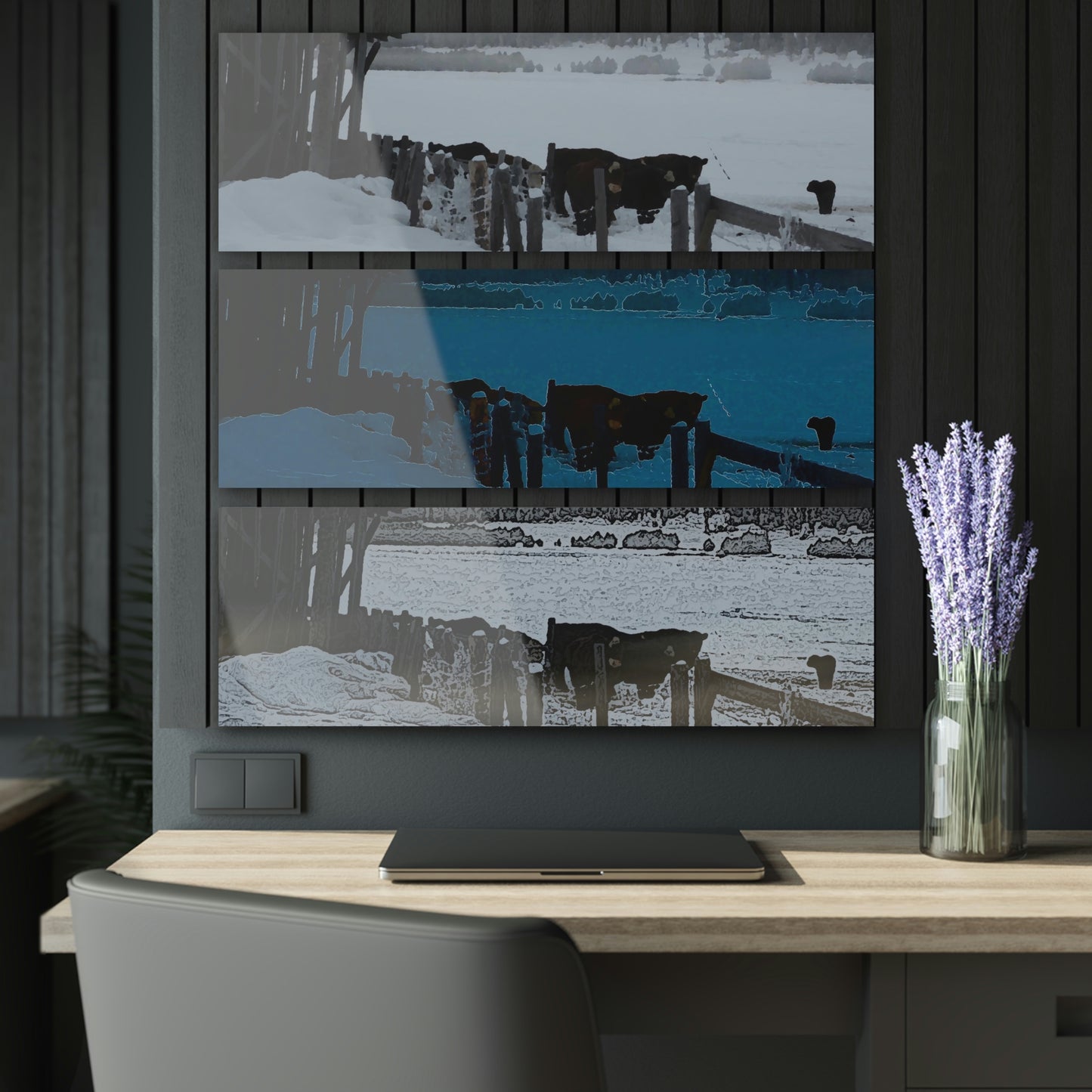 Acrylic Prints (Triptych) ... A Quiet Morning ... "Along The Red River & Nature Preserve Plateau" ... Jan23 ... Original Works ...